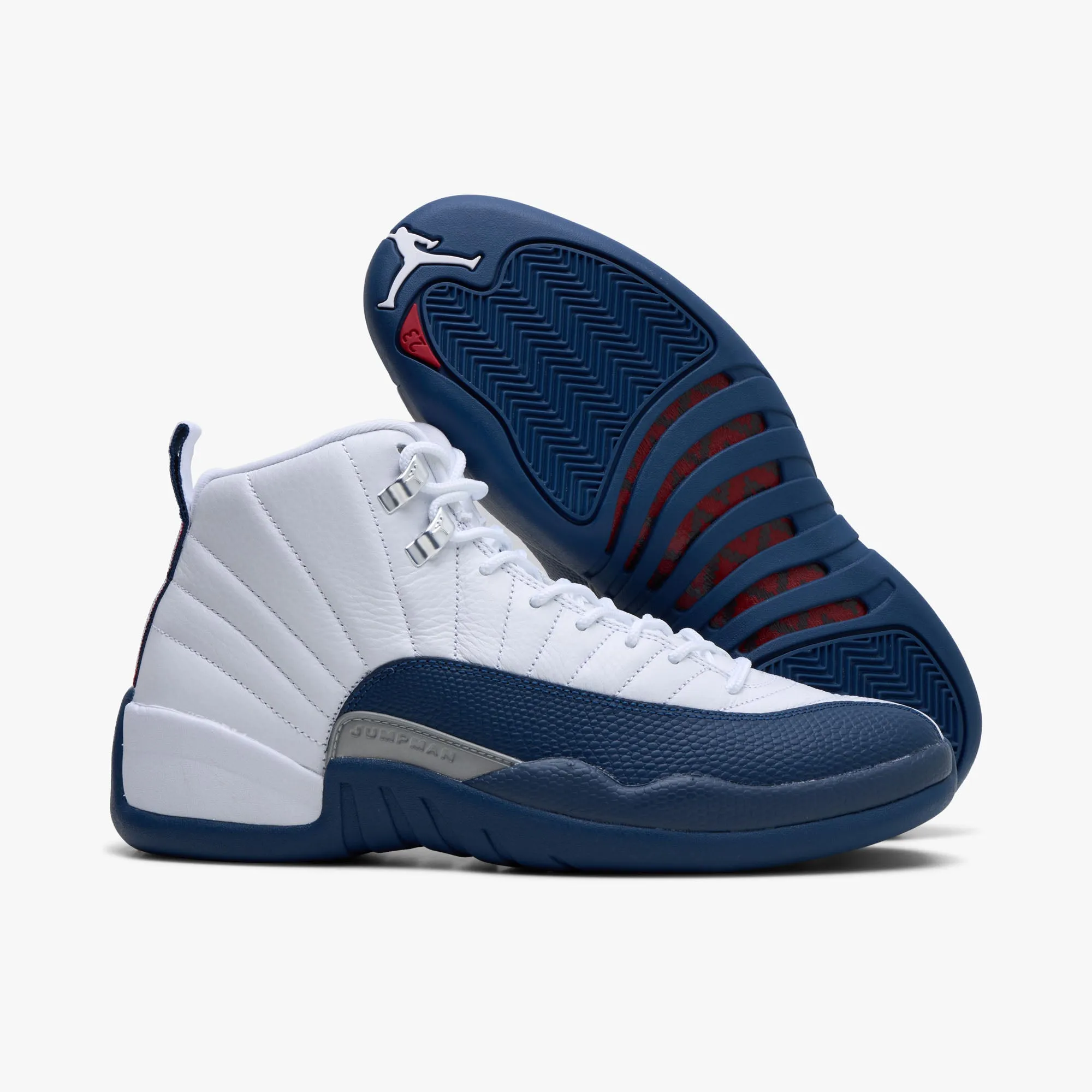 Jordan 12 Retro White / French Blue - Metallic Silver Hyperflex Groove Pattern Lace Lock