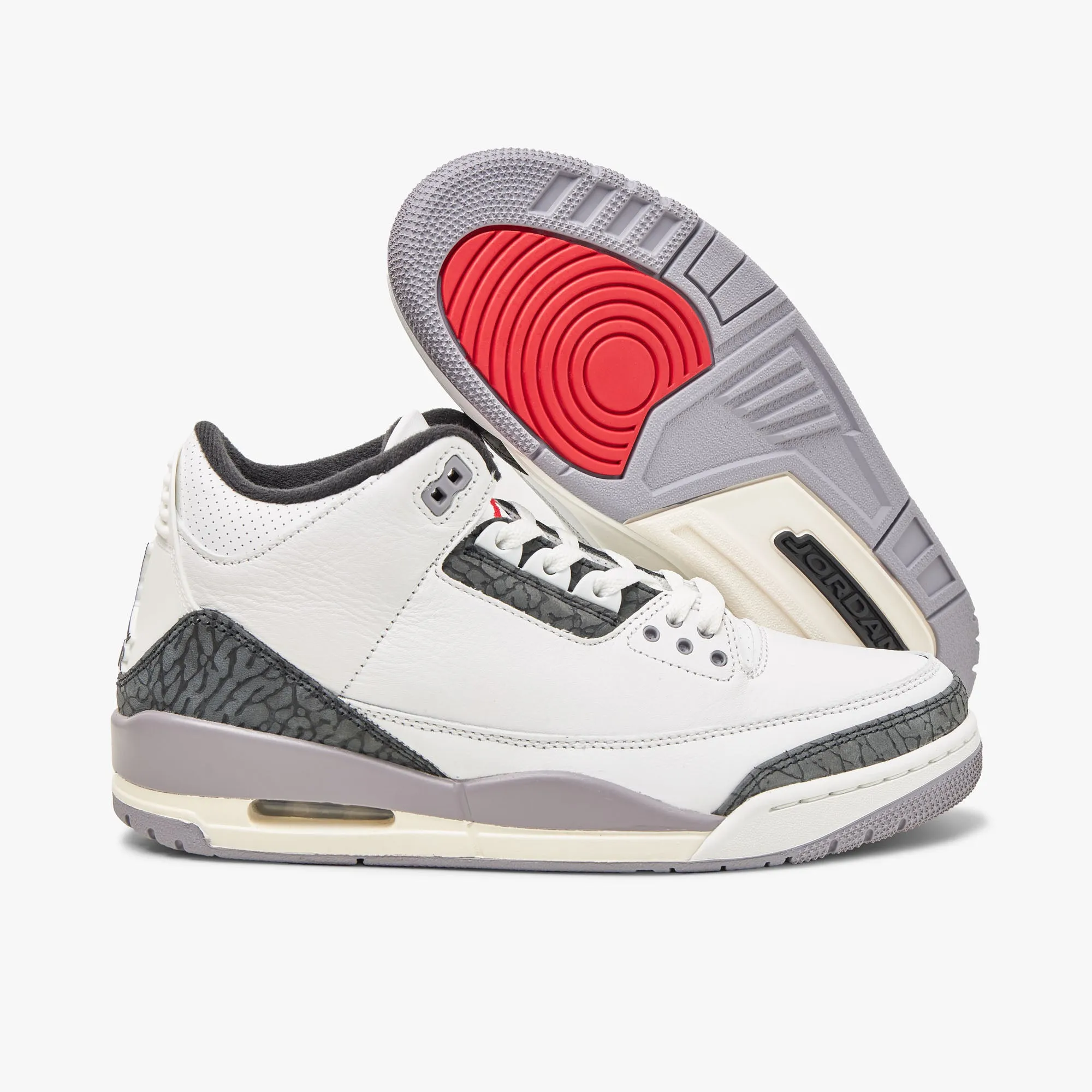 Jordan 3 Retro Summit White / Fire Red - Cement Grey Fashion Edge Non Marking Tread