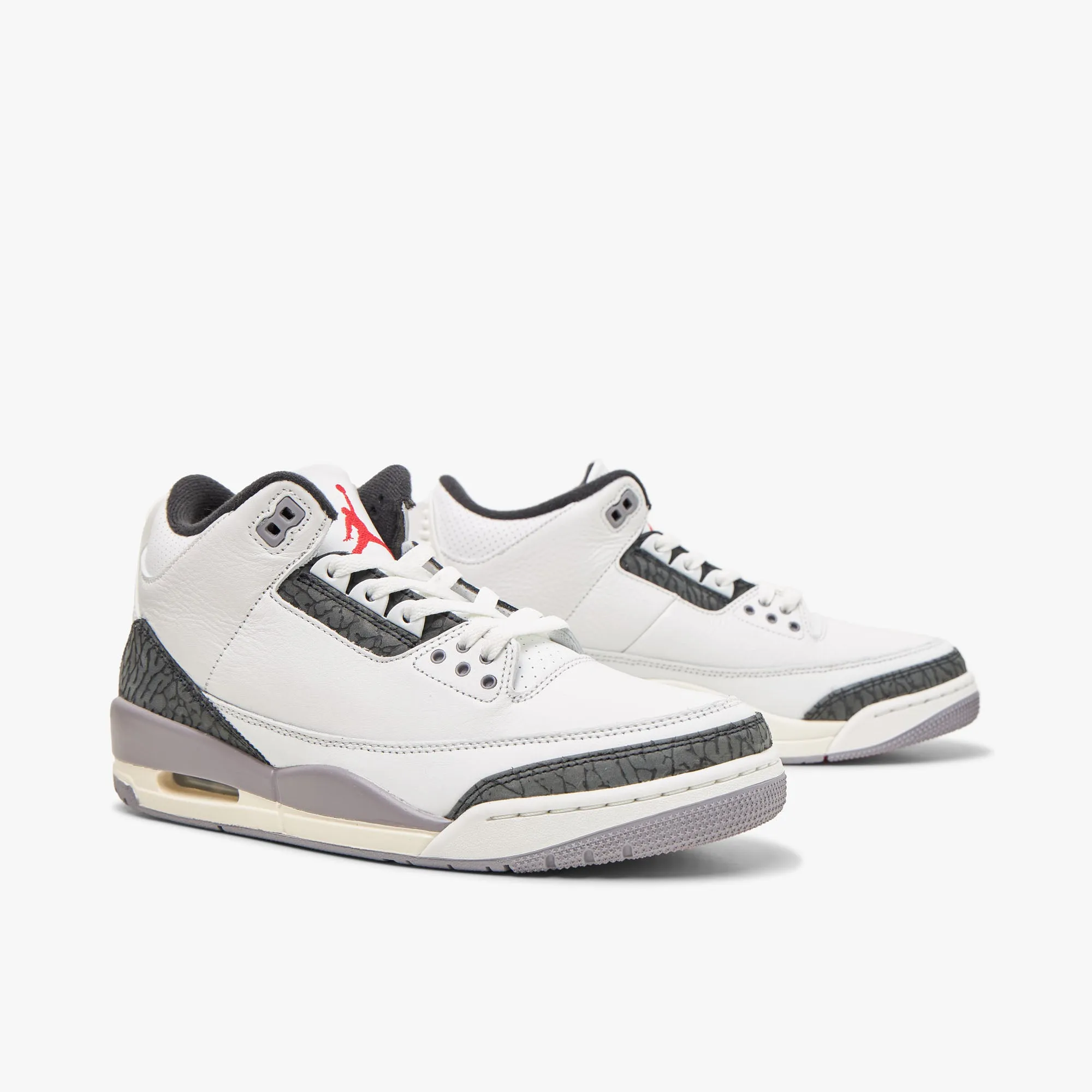 Tensile Strength Weave Asymmetric Lacing Designs Jordan 3 Retro Summit White / Fire Red - Cement Grey