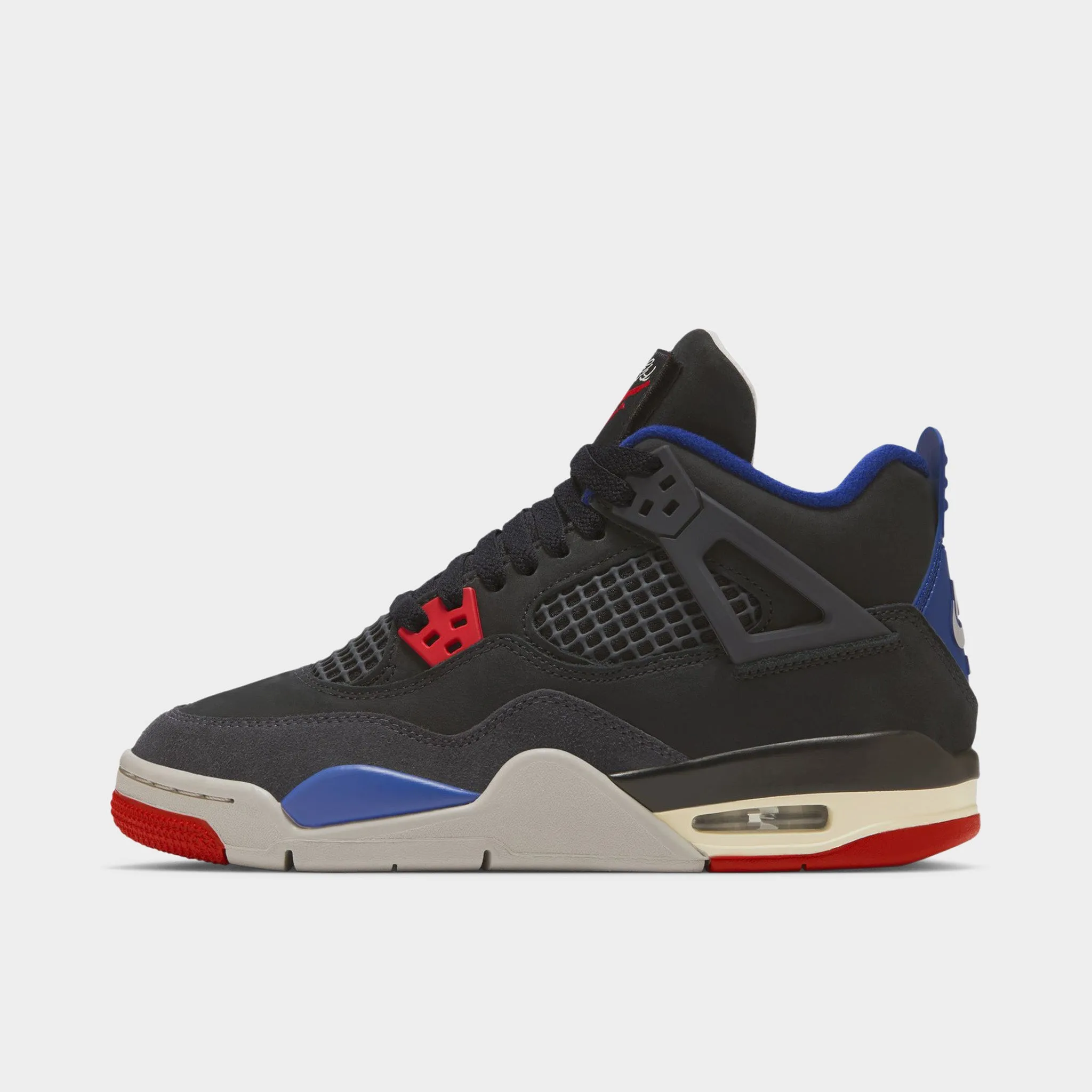 Jordan 4 Retro GS Black / Fire Red - Deep Royal Blue Premium