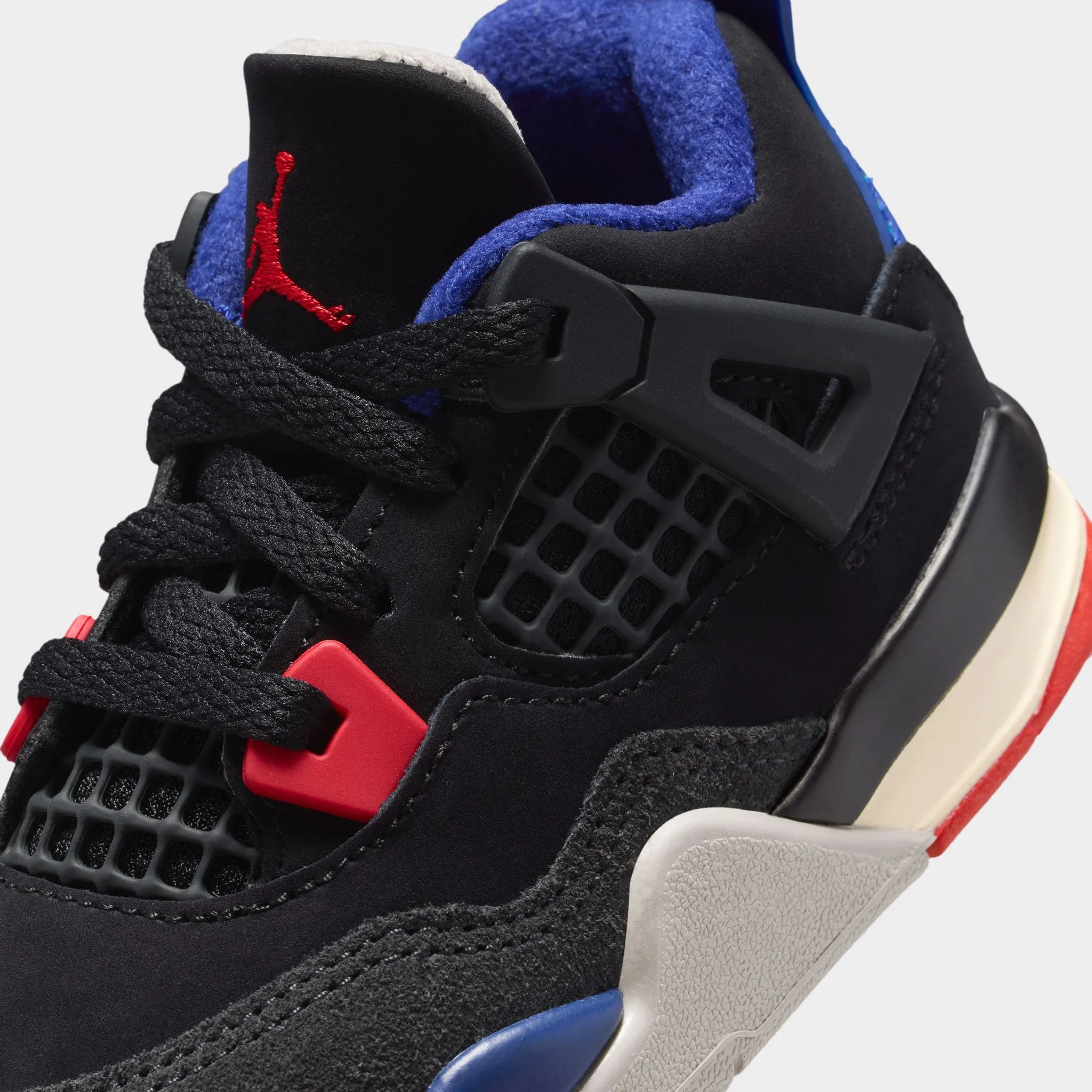 Jordan 4 Retro TD Black / Fire Red - Deep Royal Blue Low Profile Cushion System