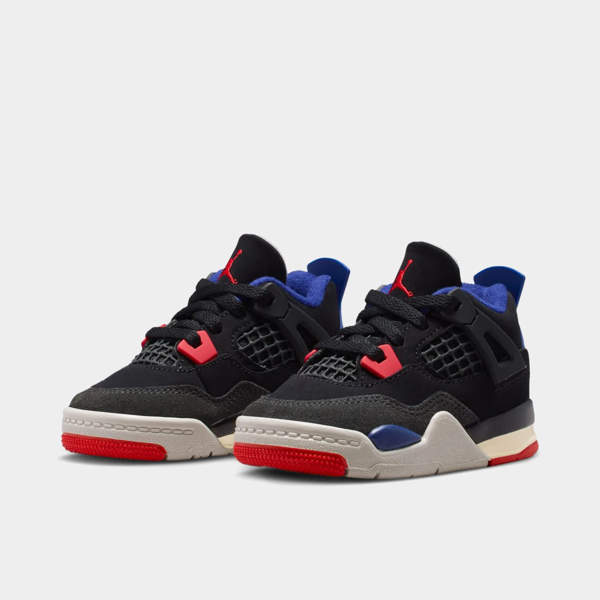 Jordan 4 Retro TD Black / Fire Red - Deep Royal Blue Hollow Tech Frame Abrasion Resistant Materials