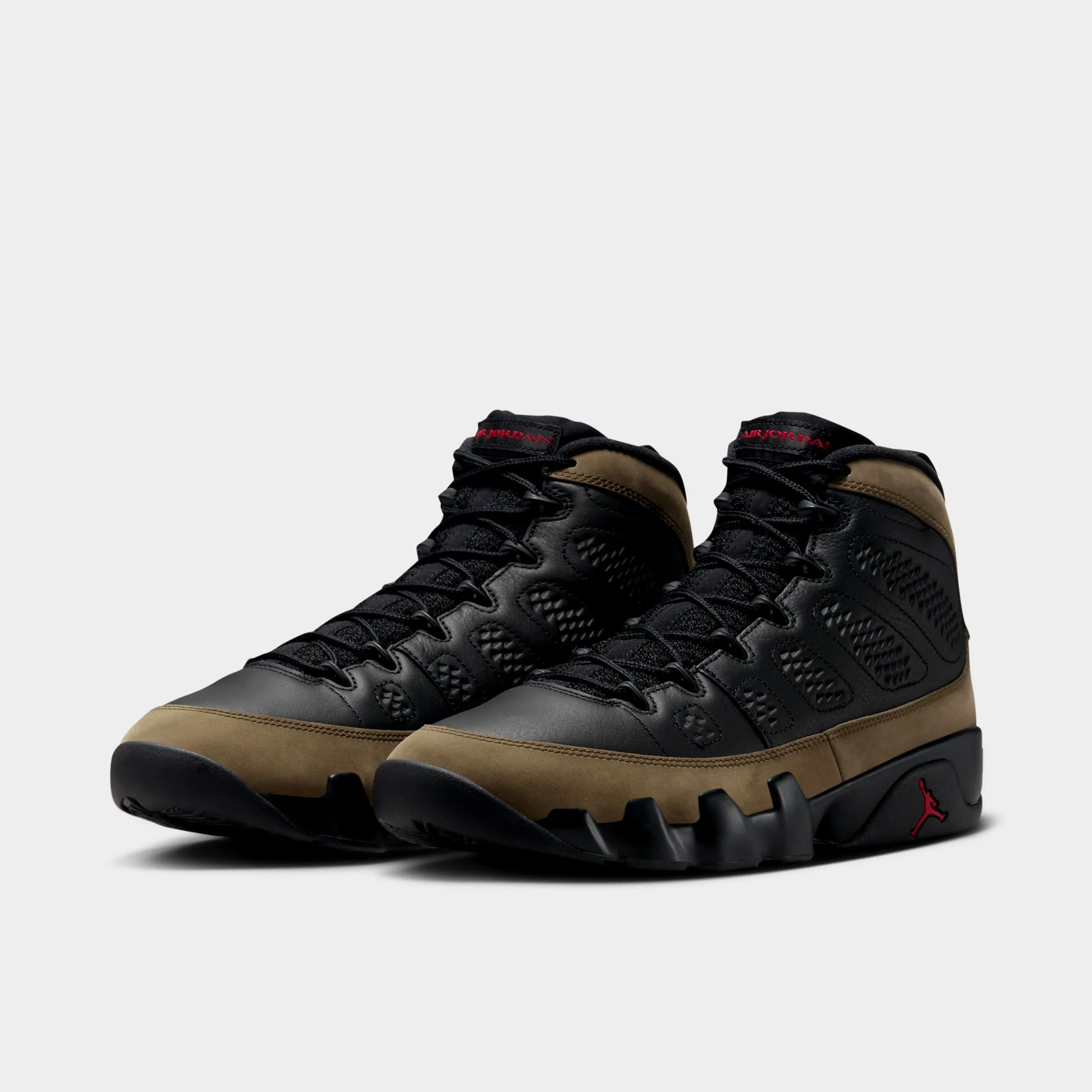 Jordan 9 Retro Black / True Red - Light Olive Quick   Drying