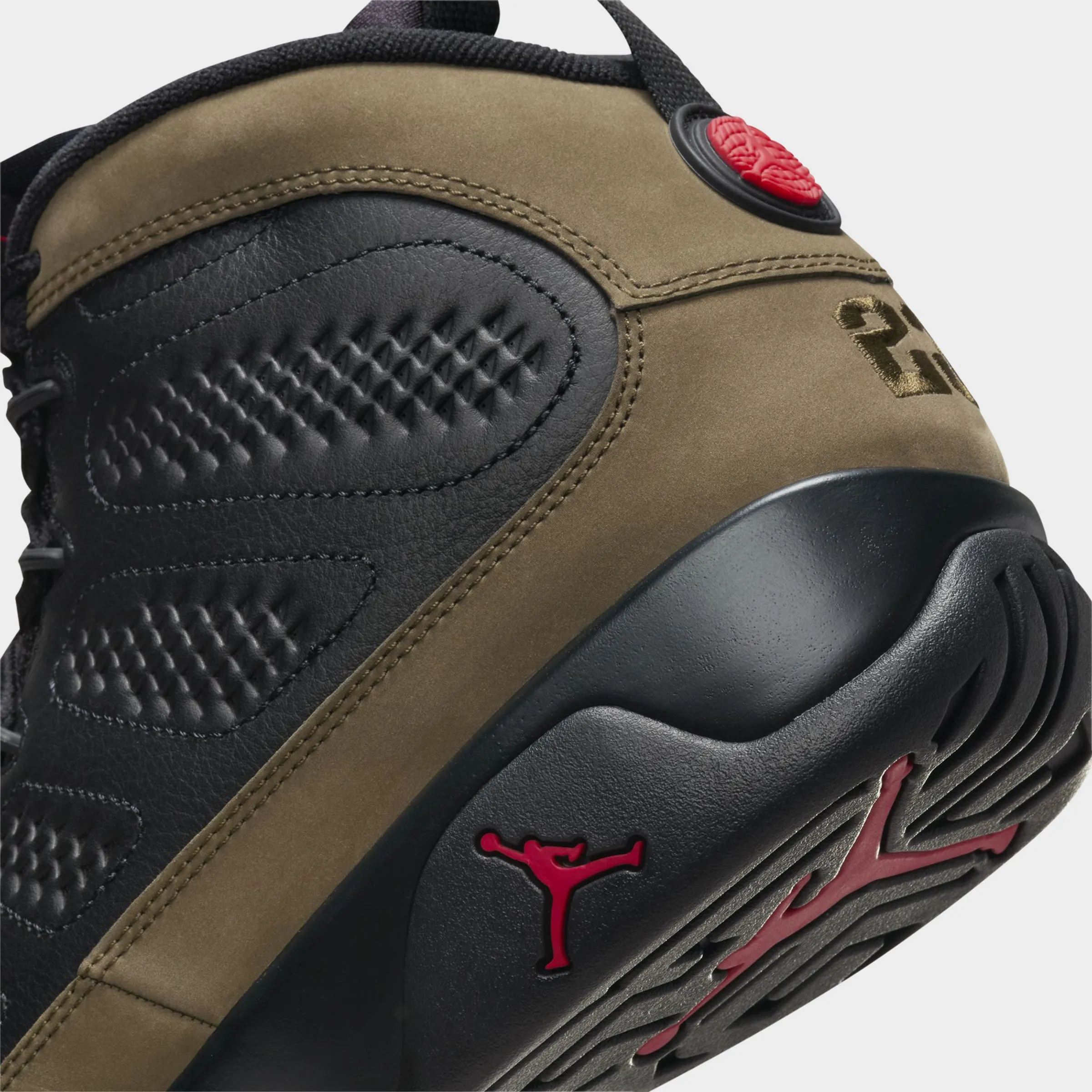 Jordan 9 Retro Black / True Red - Light Olive Balanced Weight Distribution Durable Play Style