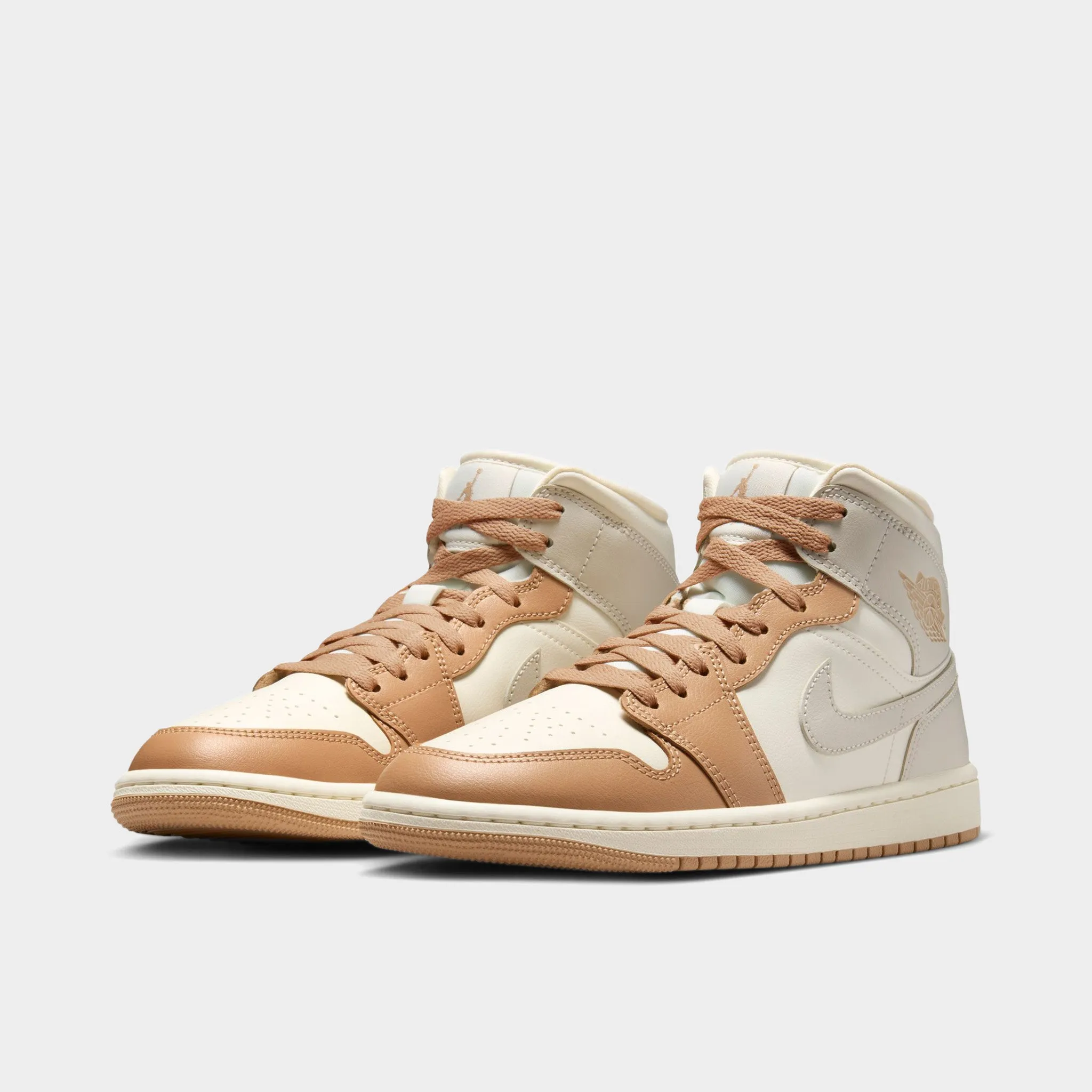 SyntheticLeather Abrasion Resistant Lining Jordan Women's 1 Mid Ale Ivory / Light Orewood Brown - Hemp