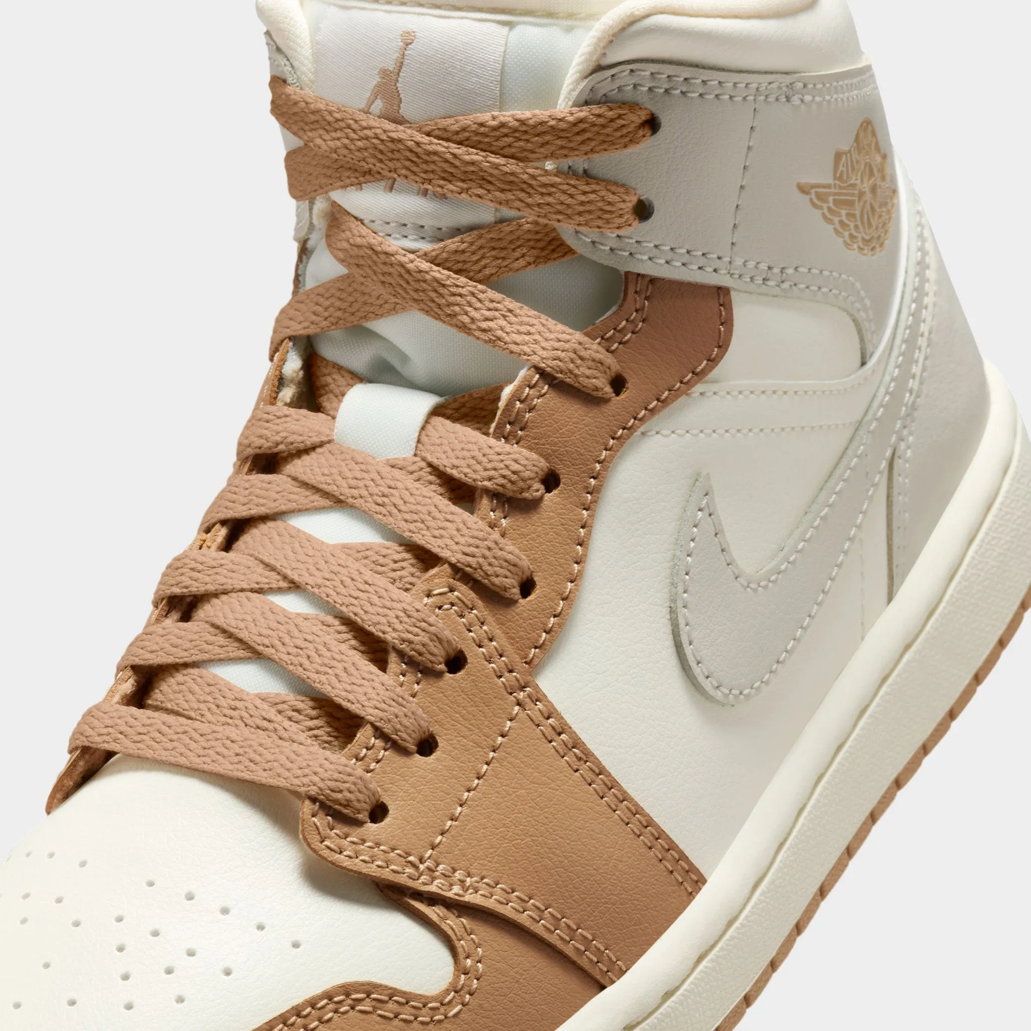 Shear Resistance Jordan Women's 1 Mid Ale Ivory / Light Orewood Brown - Hemp