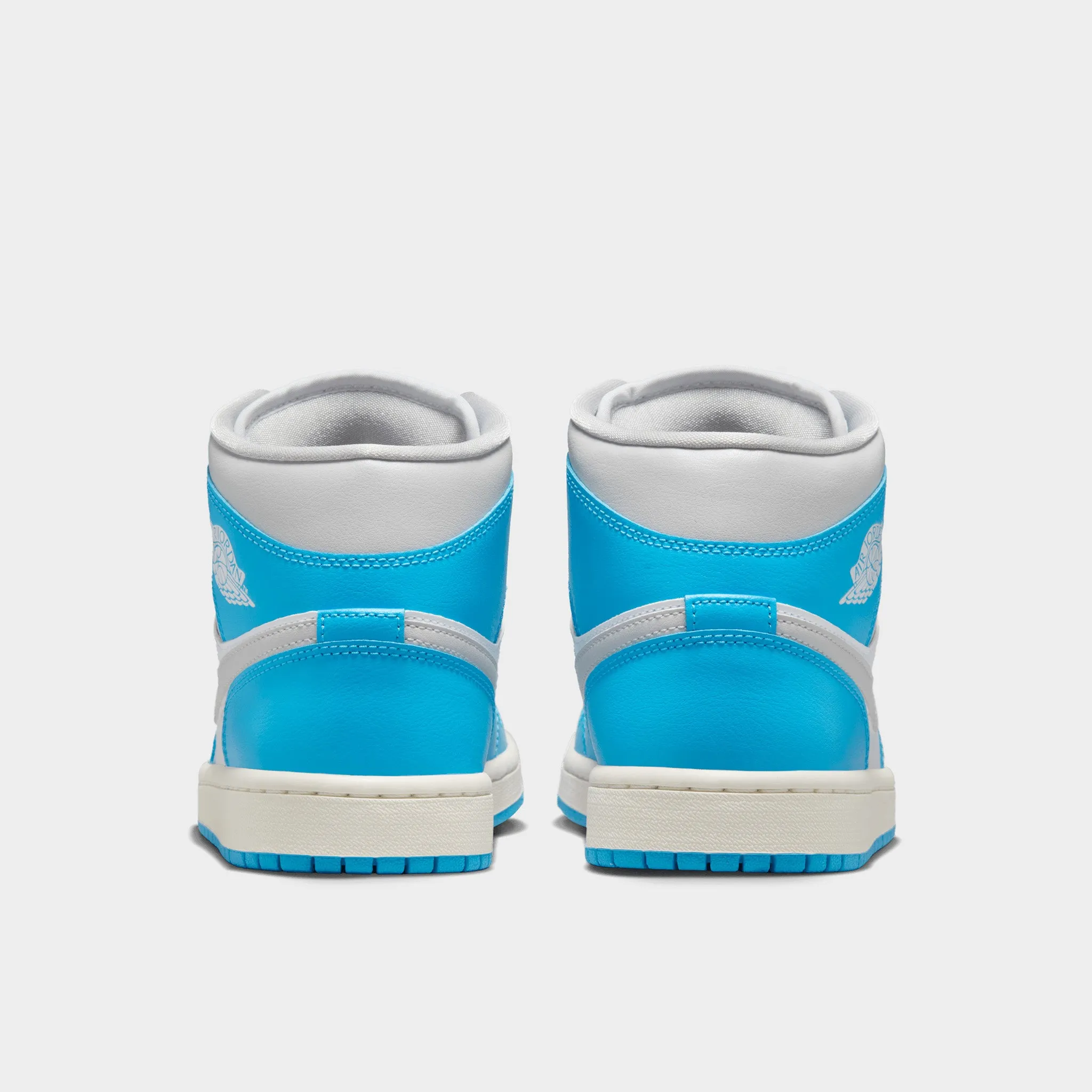 Jordan Women's 1 Mid Dark Powder Blue / Neutral Grey - White Durable Rubber Tread Fast Transition Shoes