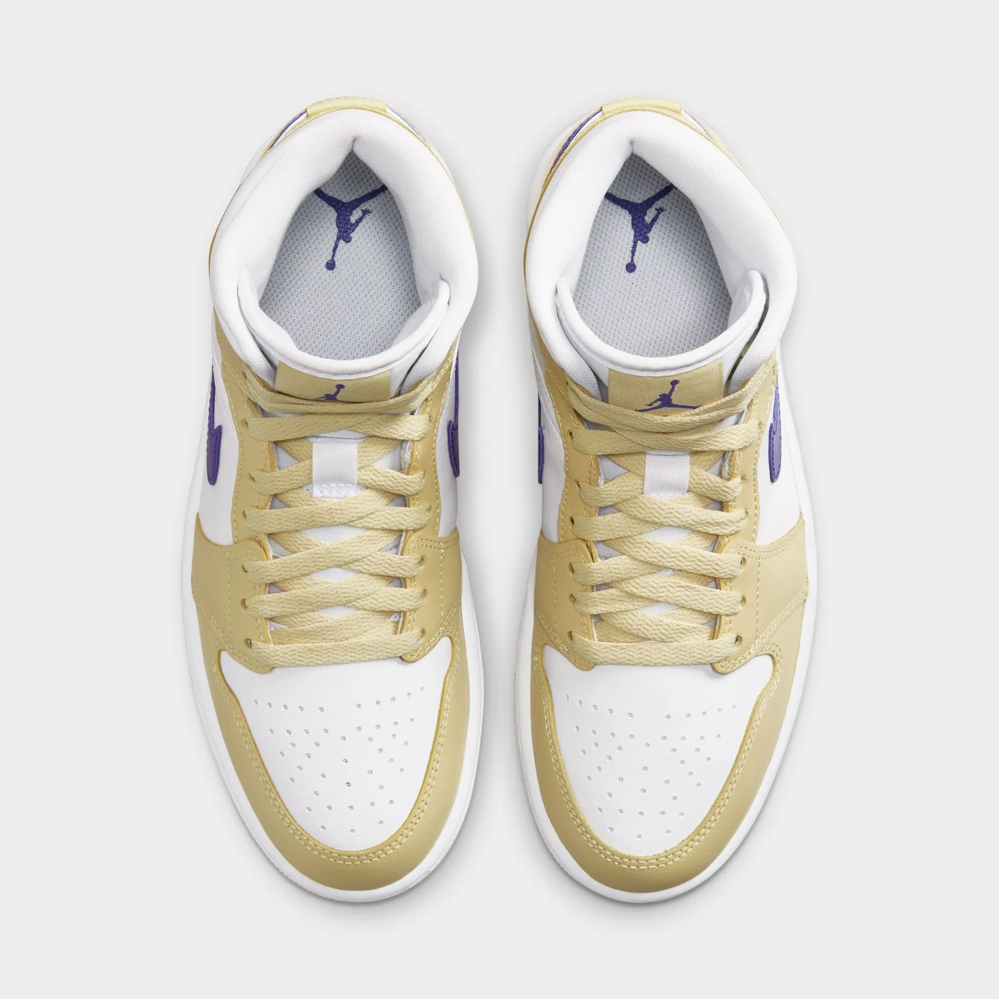 Full Length Air Channel Jordan Women's 1 Mid Lemon Wash / White - Lapis