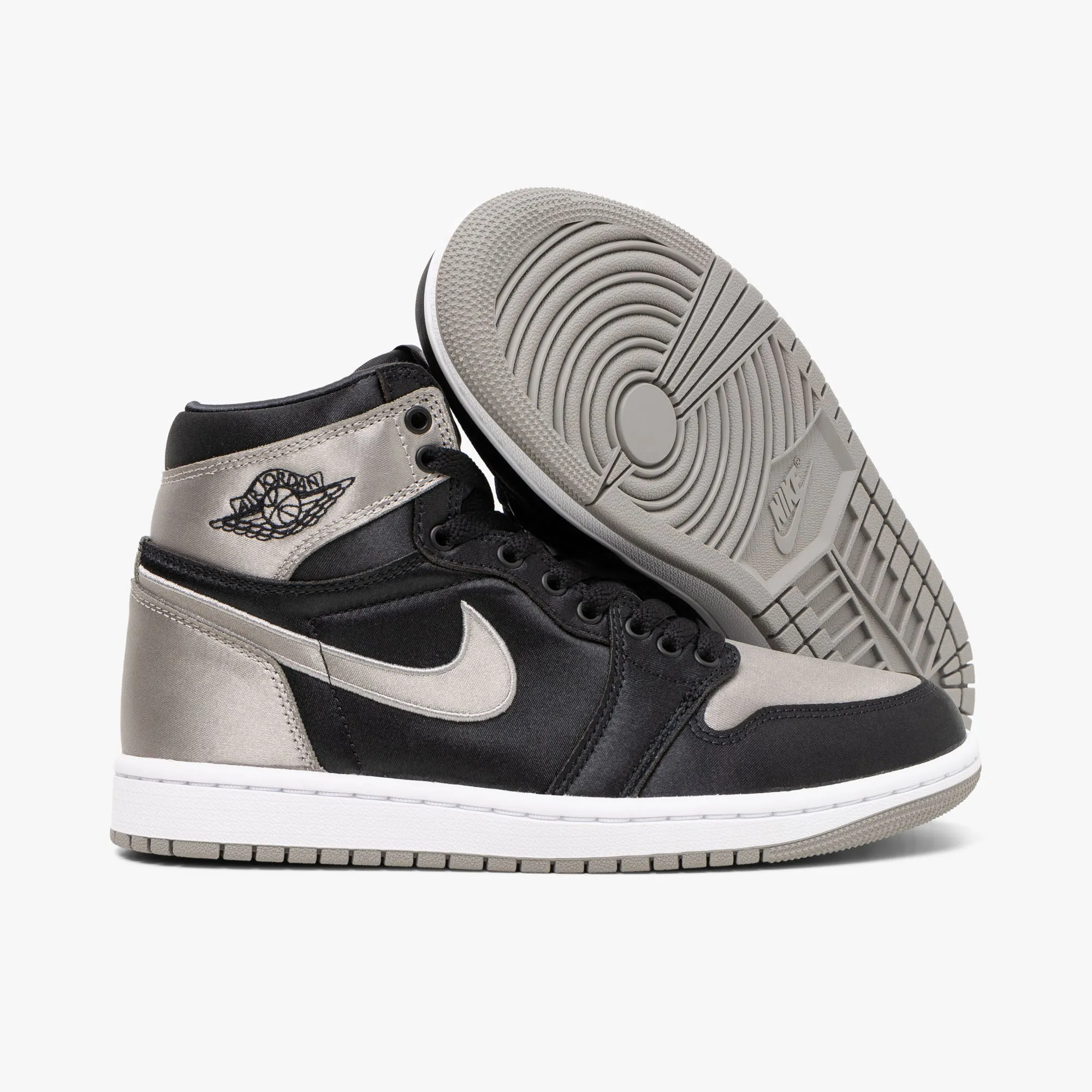 Vegan Material Option Urban Motion Jordan Women's 1 Retro High OG Black / Medium Grey - White