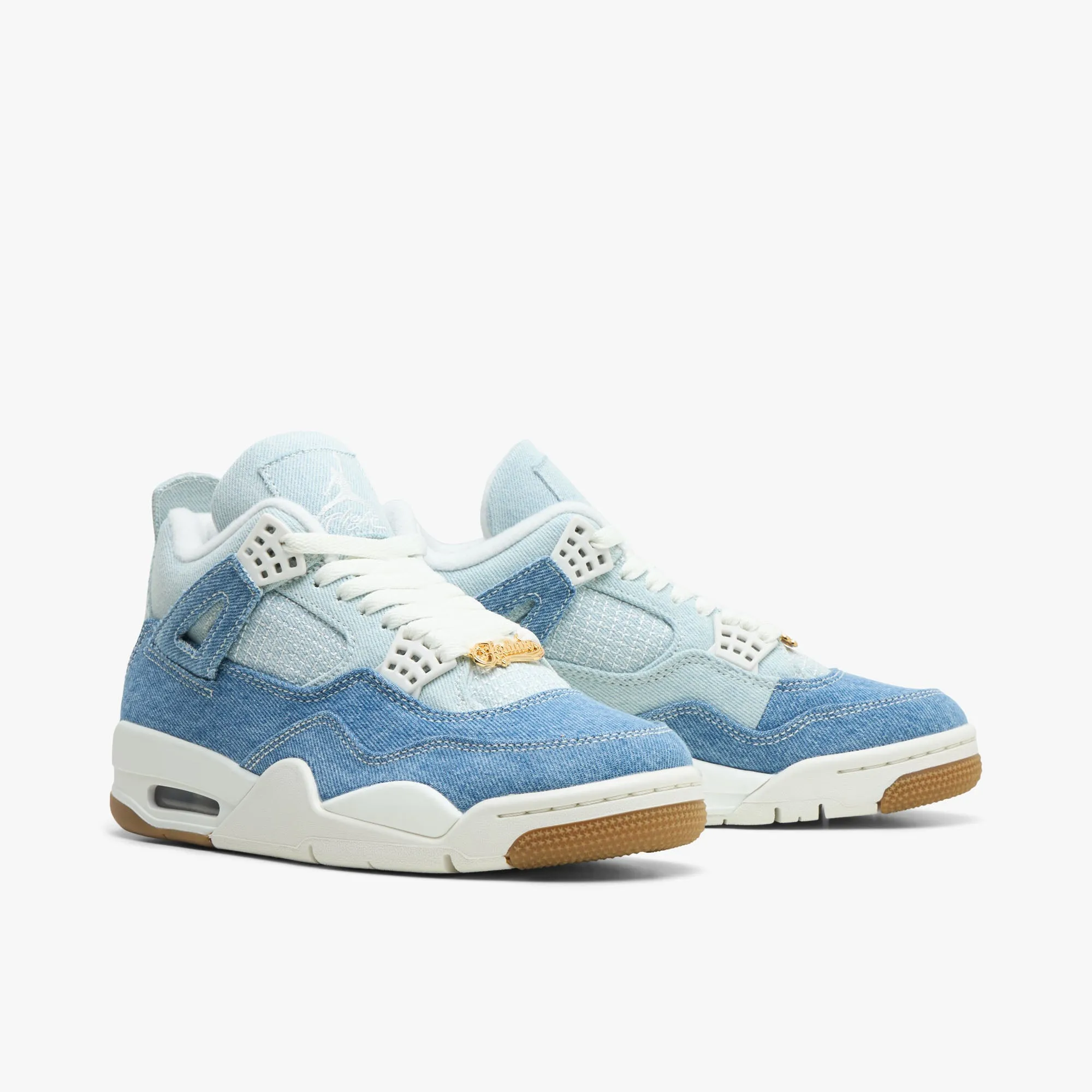 Minimalist Design Jordan Women's 4 Retro Sail / Gum Light Brown - Worn Denim