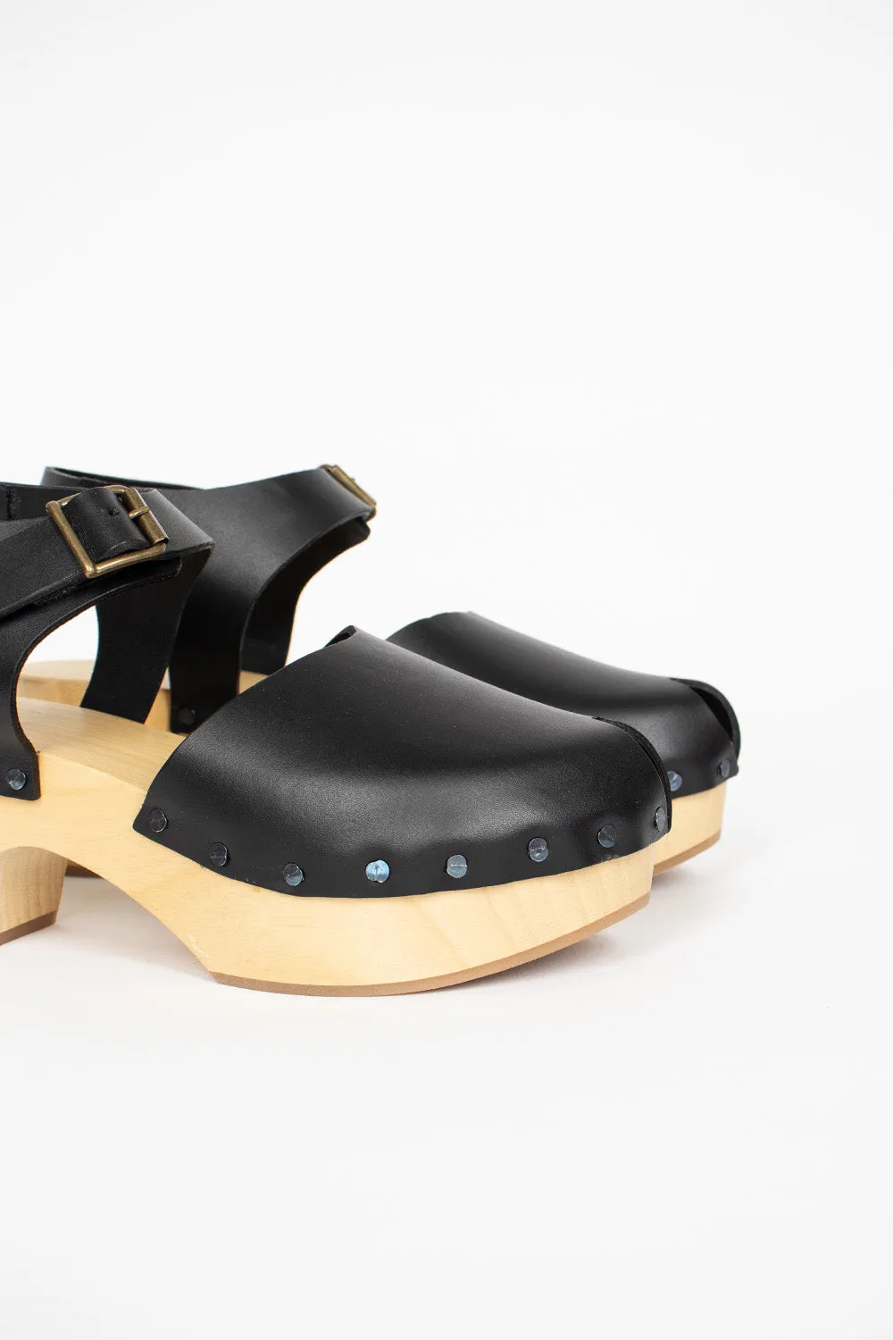 Leather Clogs Black Camouflage Pattern Work Function