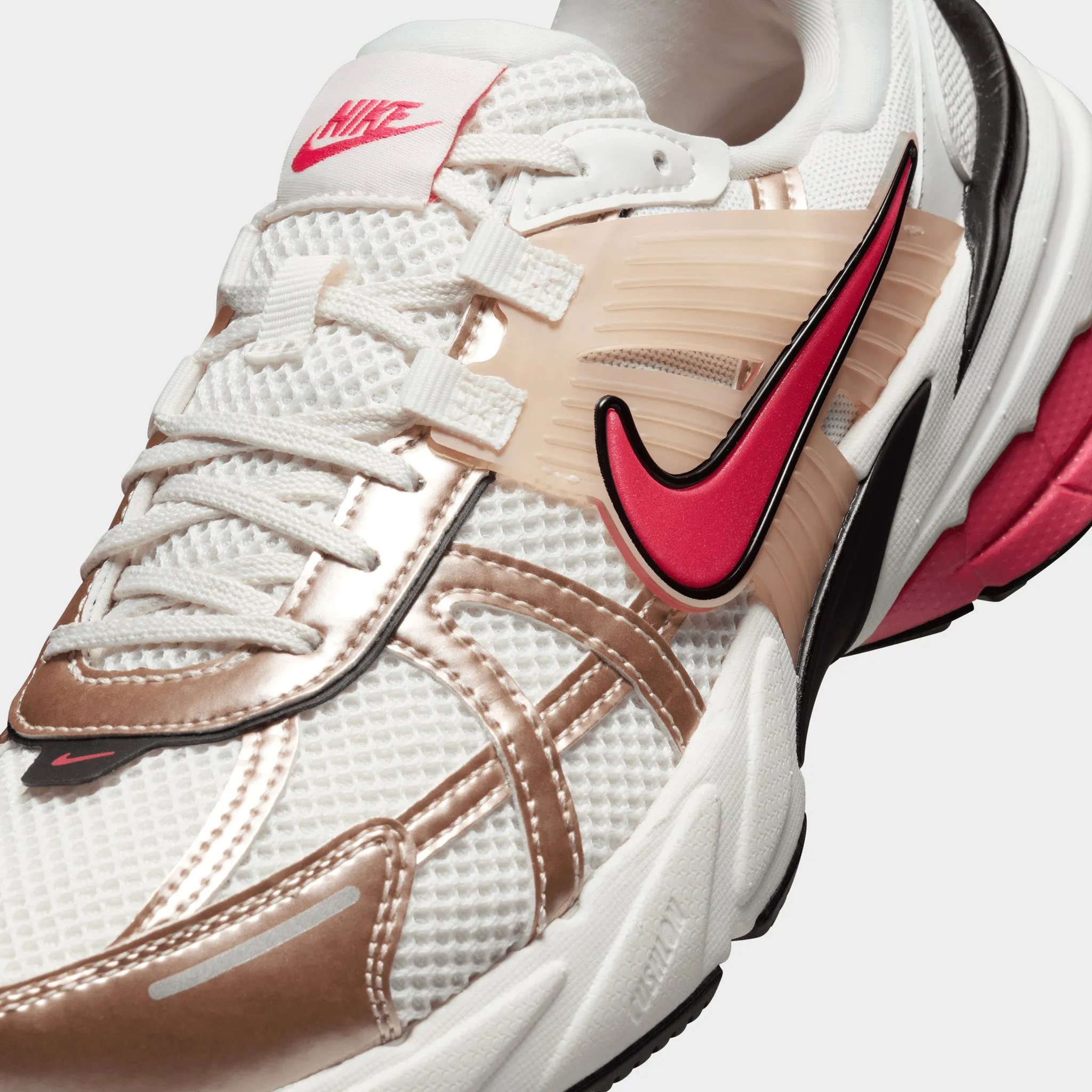 Nike Women's V2K Run Guava Ice / Metallic Silver - Aster Pink lightweight foam sequin - embellished - design shoes