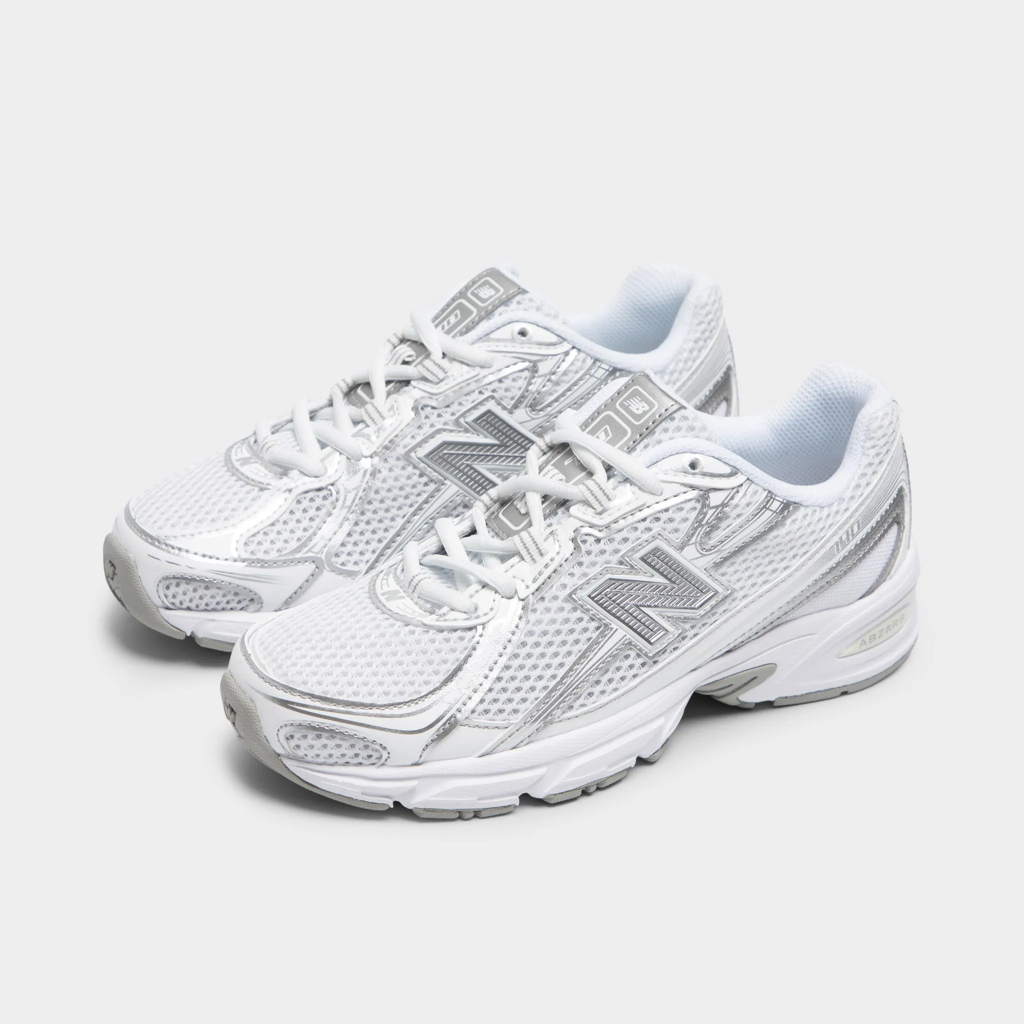 workout shoe accessories long - distance run New Balance Juniors' 740 White / Silver Metallic