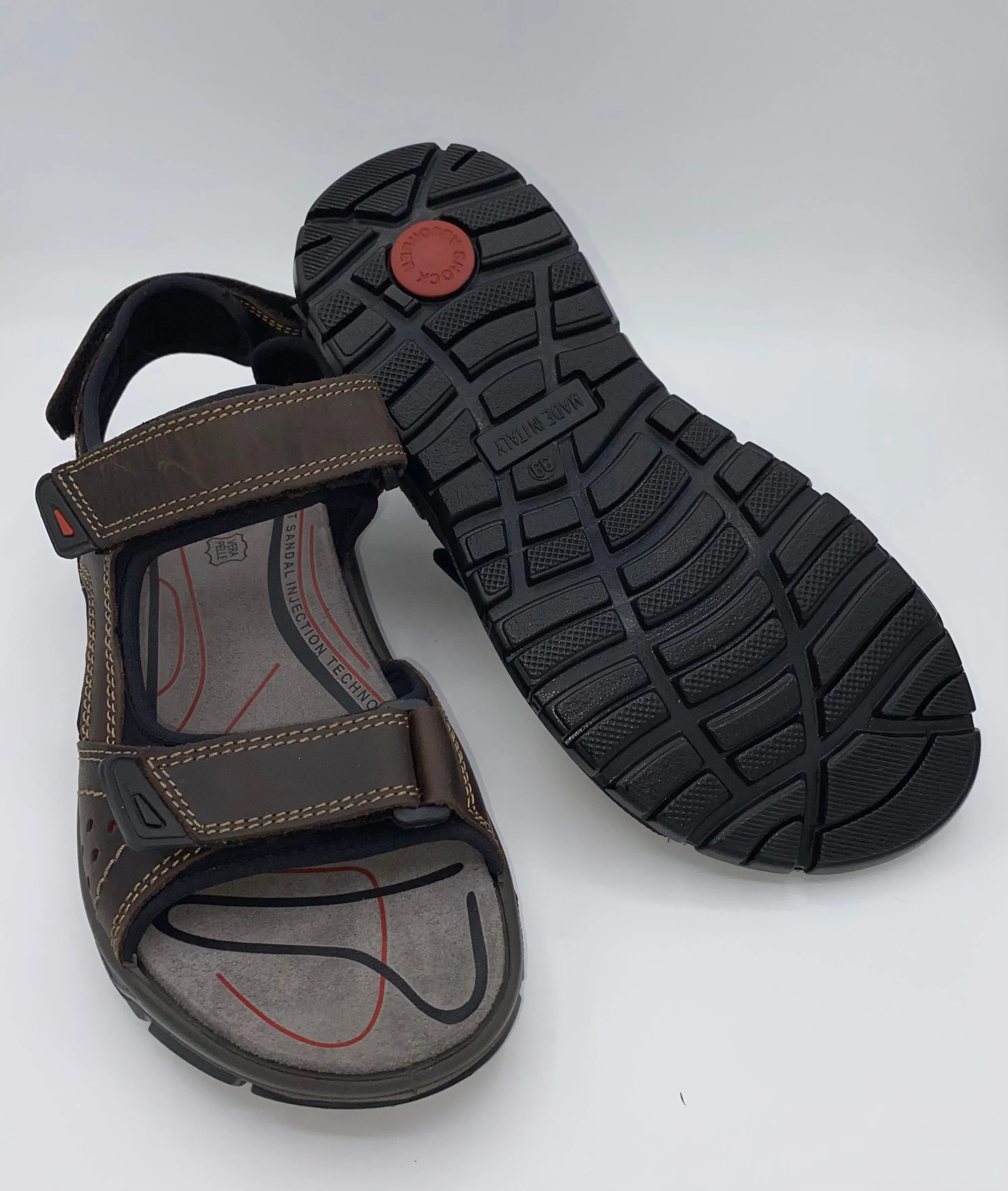 EasyToClean IMAC Italian Leather Velcro Sandals Dark Brown - 196264 3403/003