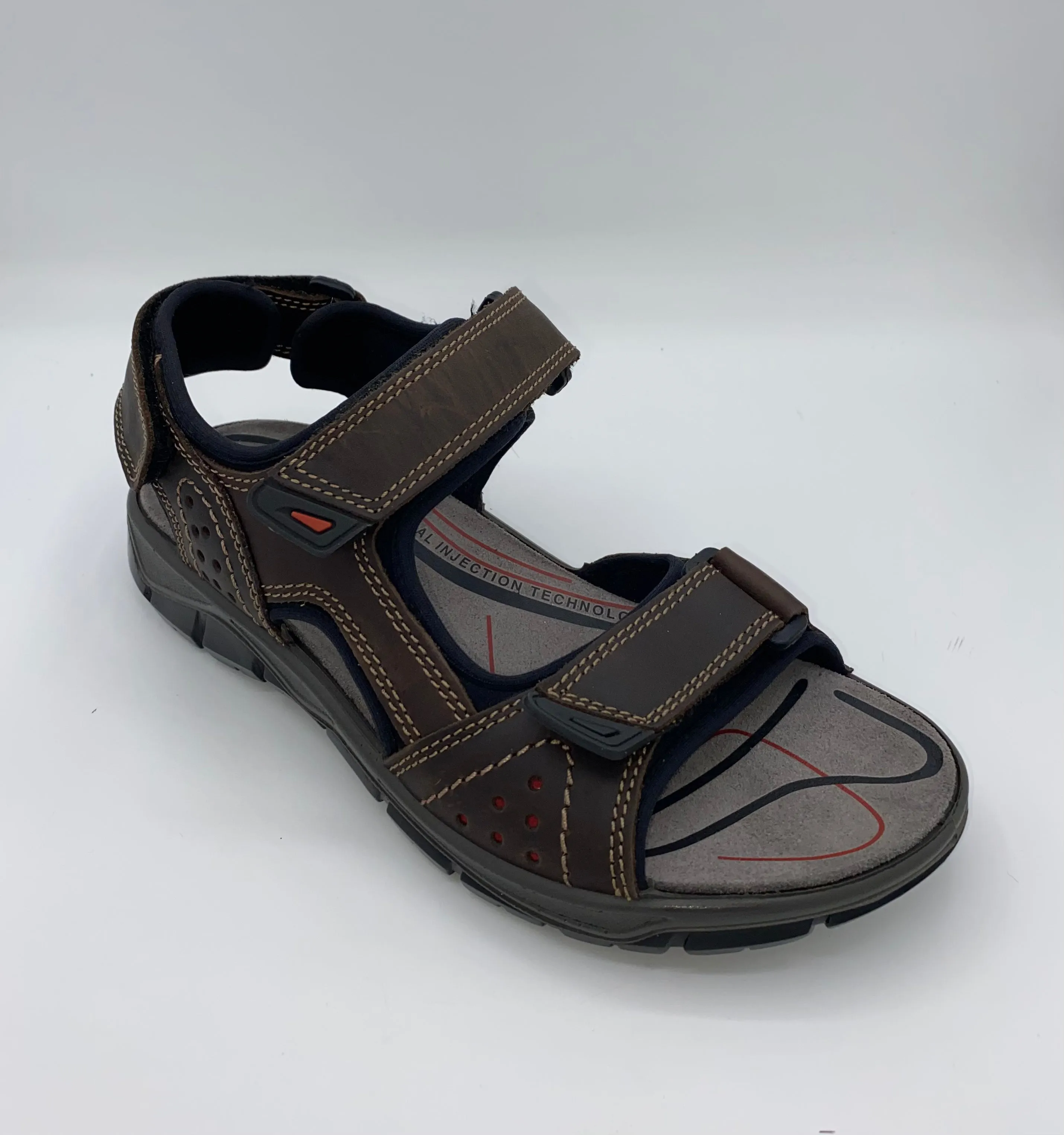 Premium Finish Supportive IMAC Italian Leather Velcro Sandals Dark Brown - 196264 3403/003