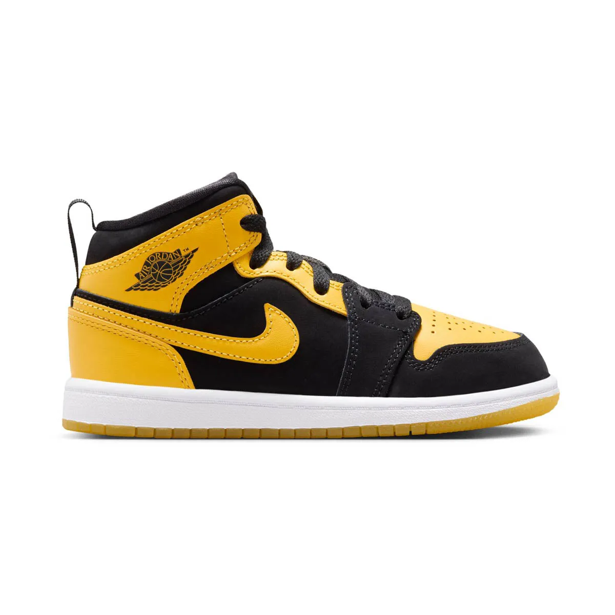Jordan 1 Mid SE 'Yellow Black' Little Kids' Shoes Seamless construction