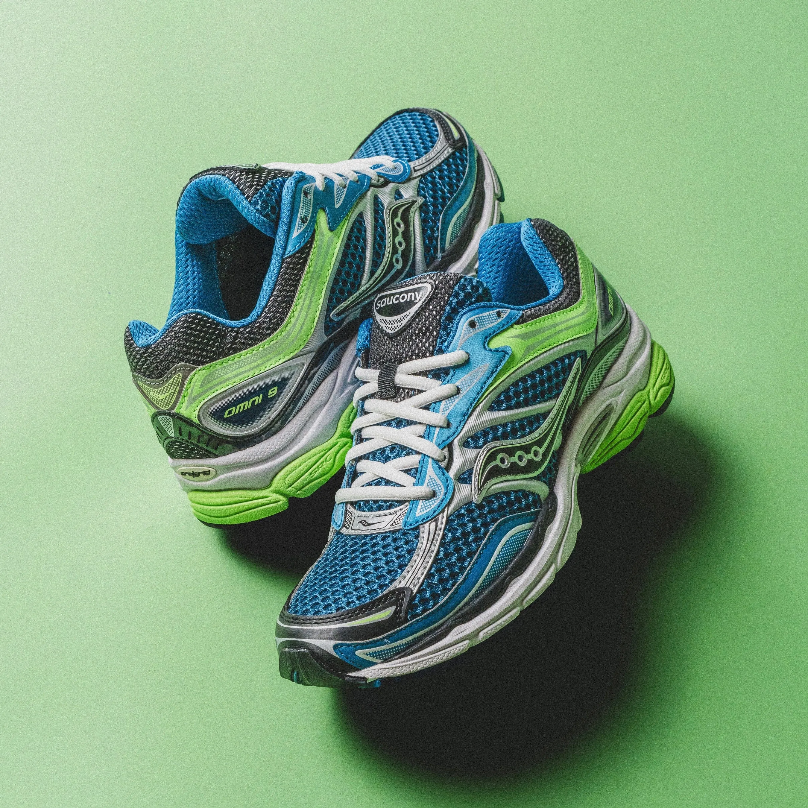 MENS Saucony | Progrid Omni 9 (Blue/Lime) Train Easy