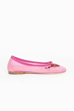 Shock Absorbing River Crossing Mesh Embroidery Ballerina Pink