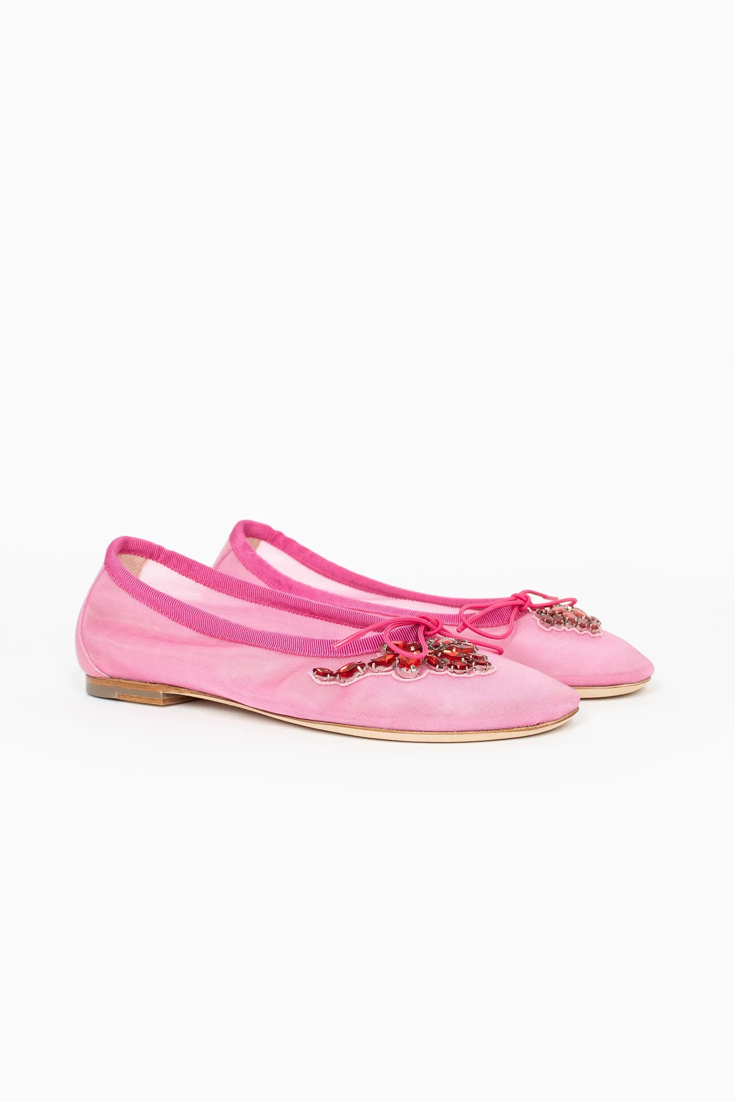 Mesh Embroidery Ballerina Pink Elastic Material Walking