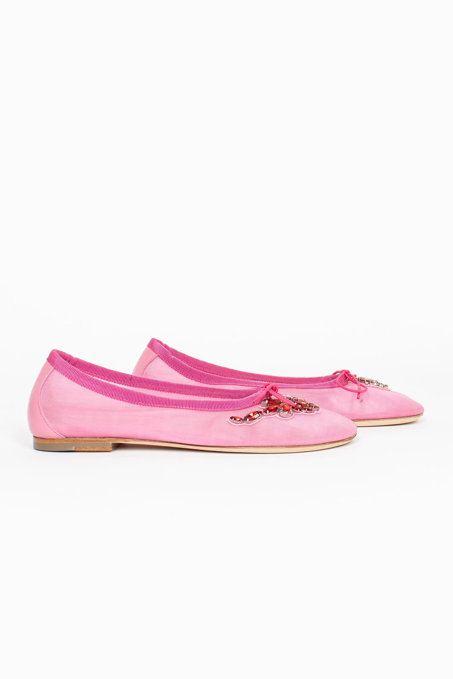 Grippy Outsole Work Commute Neutral Finish Mesh Embroidery Ballerina Pink