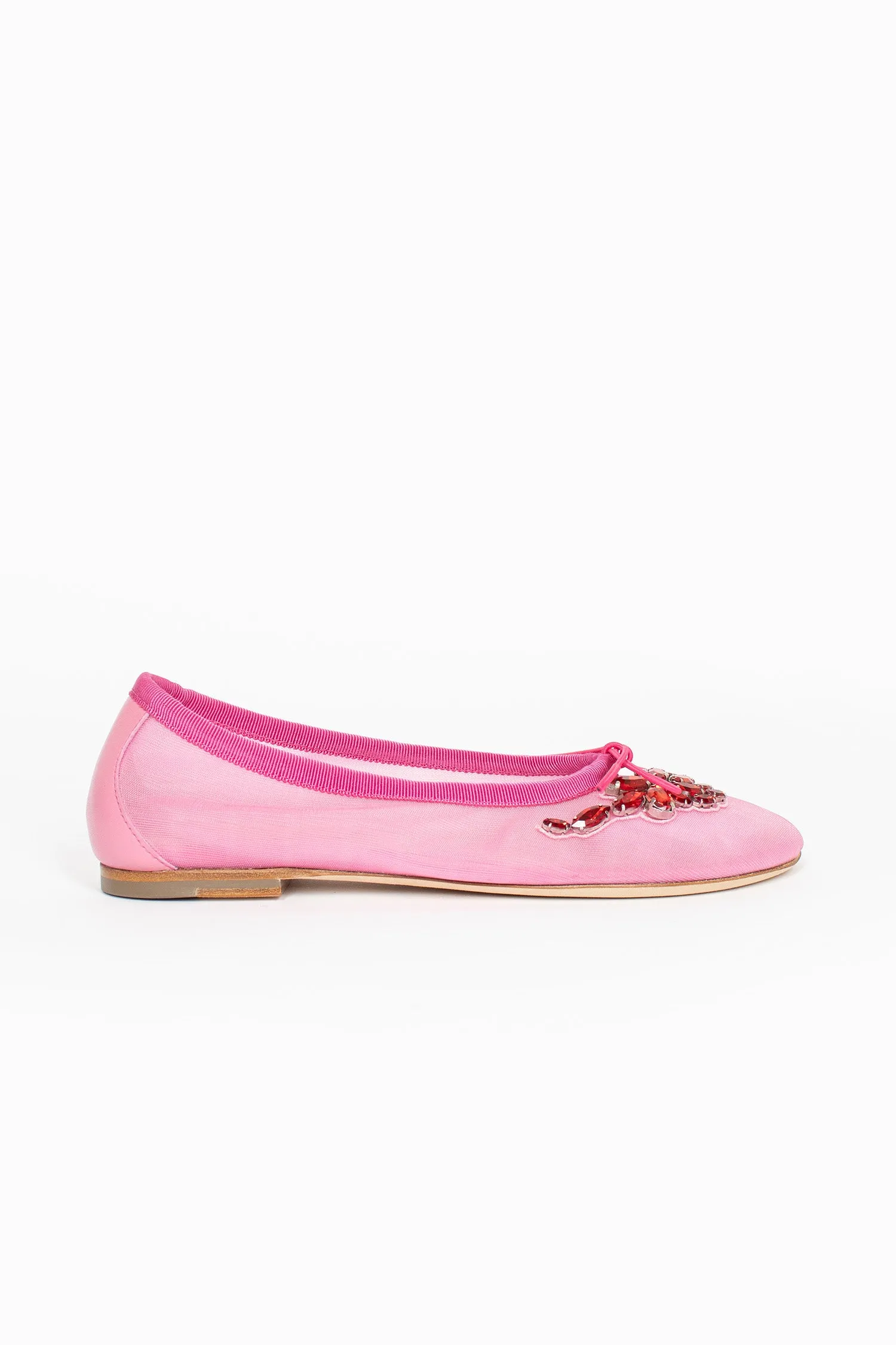 Shock Absorbing River Crossing Mesh Embroidery Ballerina Pink