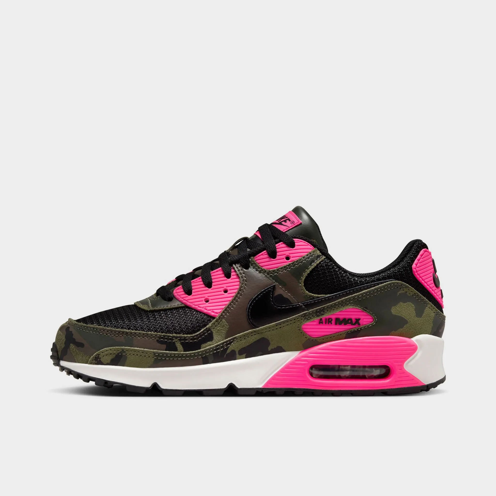 Nike Air Max 90 Premium Sequoia / Black - Hyper Pink Secure Closure adjustable - strap - feature shoes