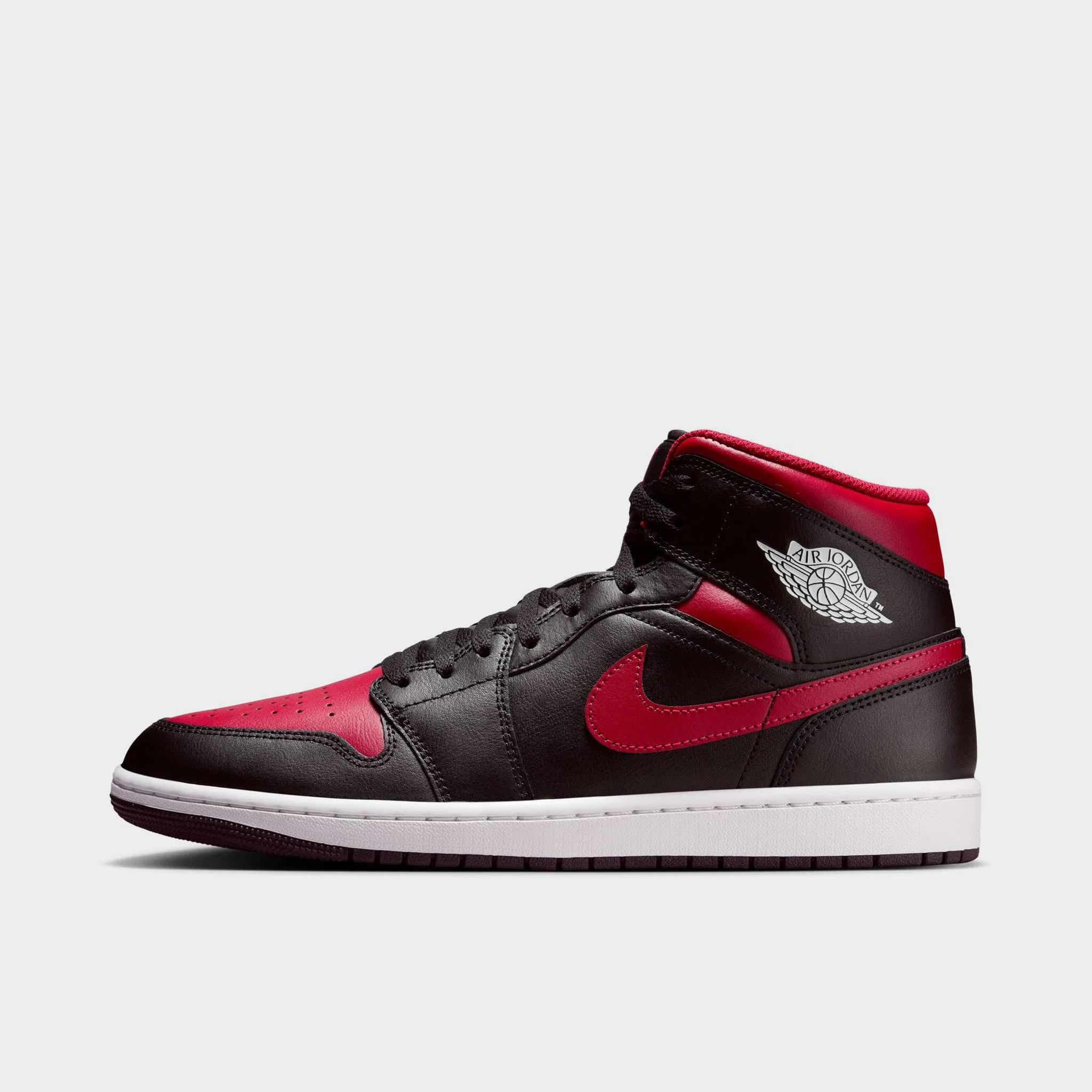 Narrow Fit Jordan 1 Mid Black / Varsity Red - Summit White