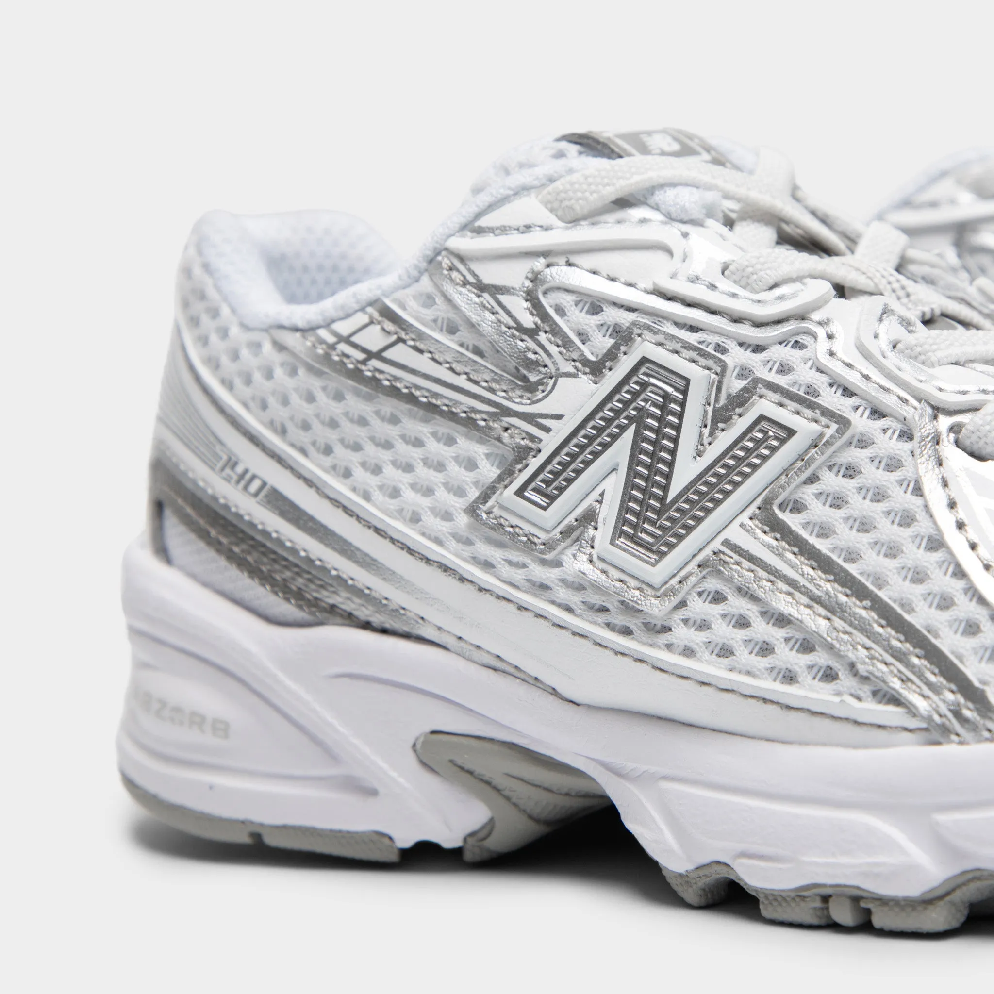 Slip Resistant Track - meet New Balance Children's 740 White / Silver Metallic