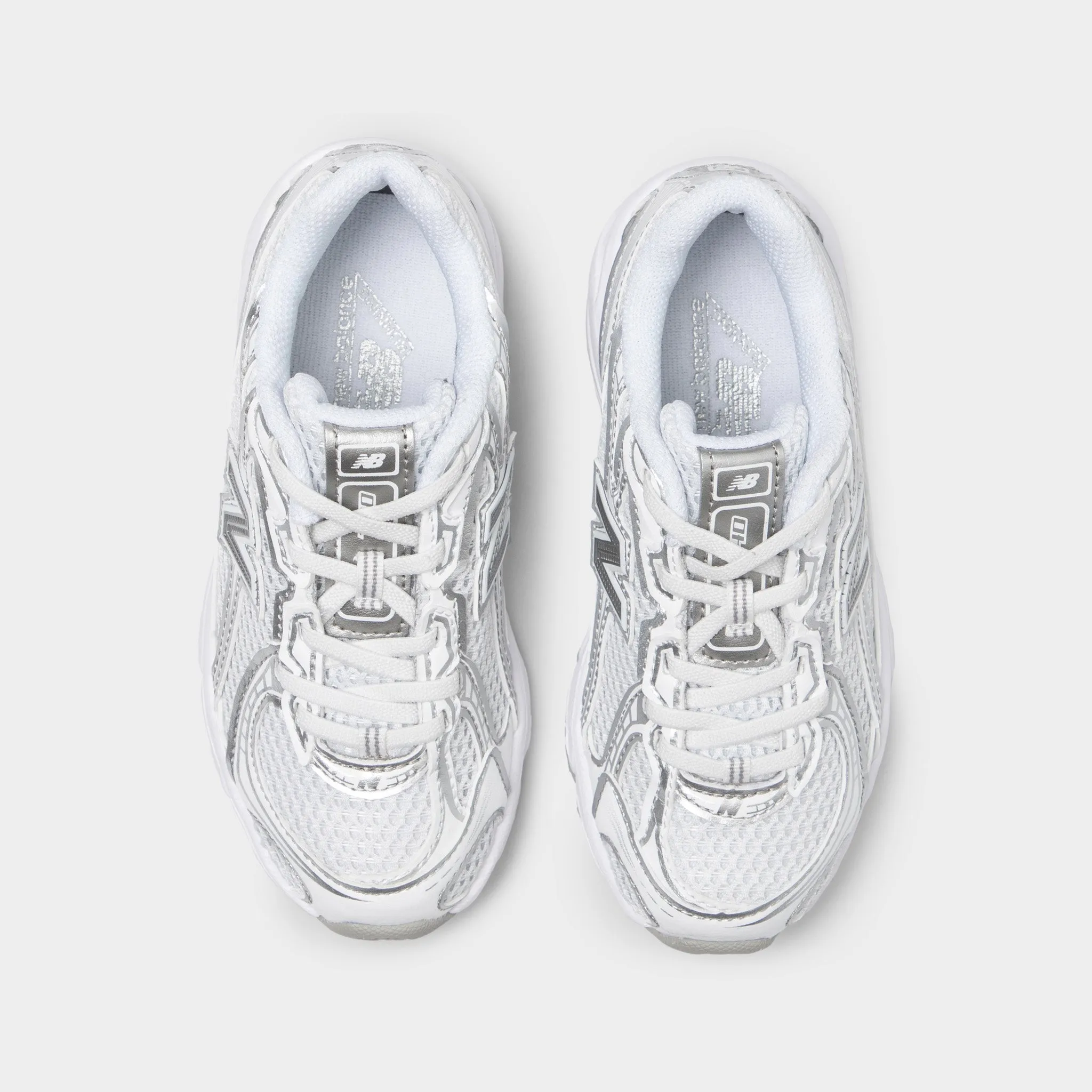 New Balance Children's 740 White / Silver Metallic cushioned - footbed shoes