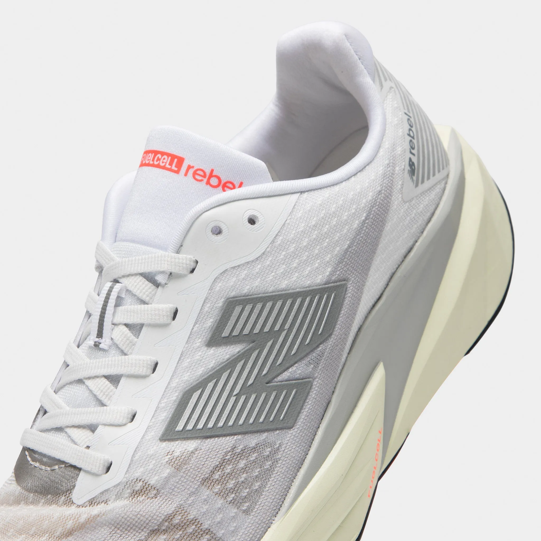 New Balance FuelCell Rebel v5 White / Grey Mid Top Design monogrammed running gear