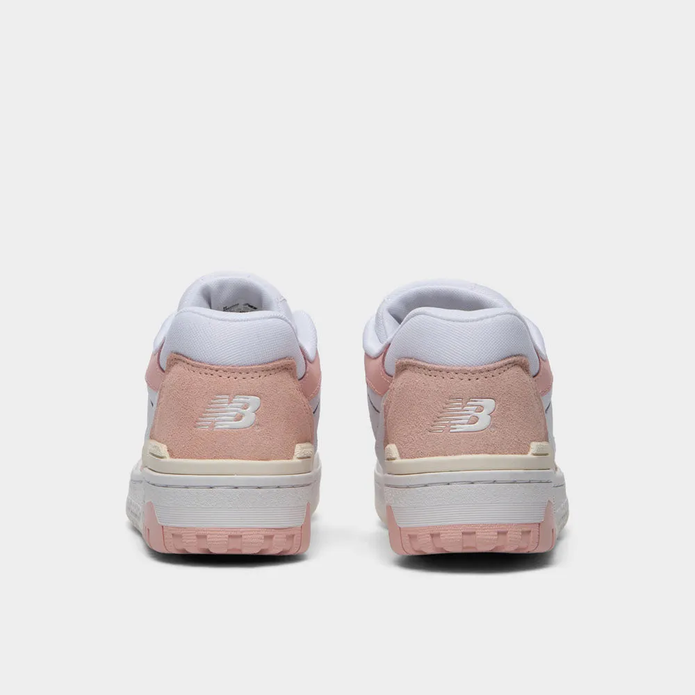 New Balance Juniors' GSB550CD White / Pink Haze Flexible Arch Structure Diagonal Herringbone Pattern