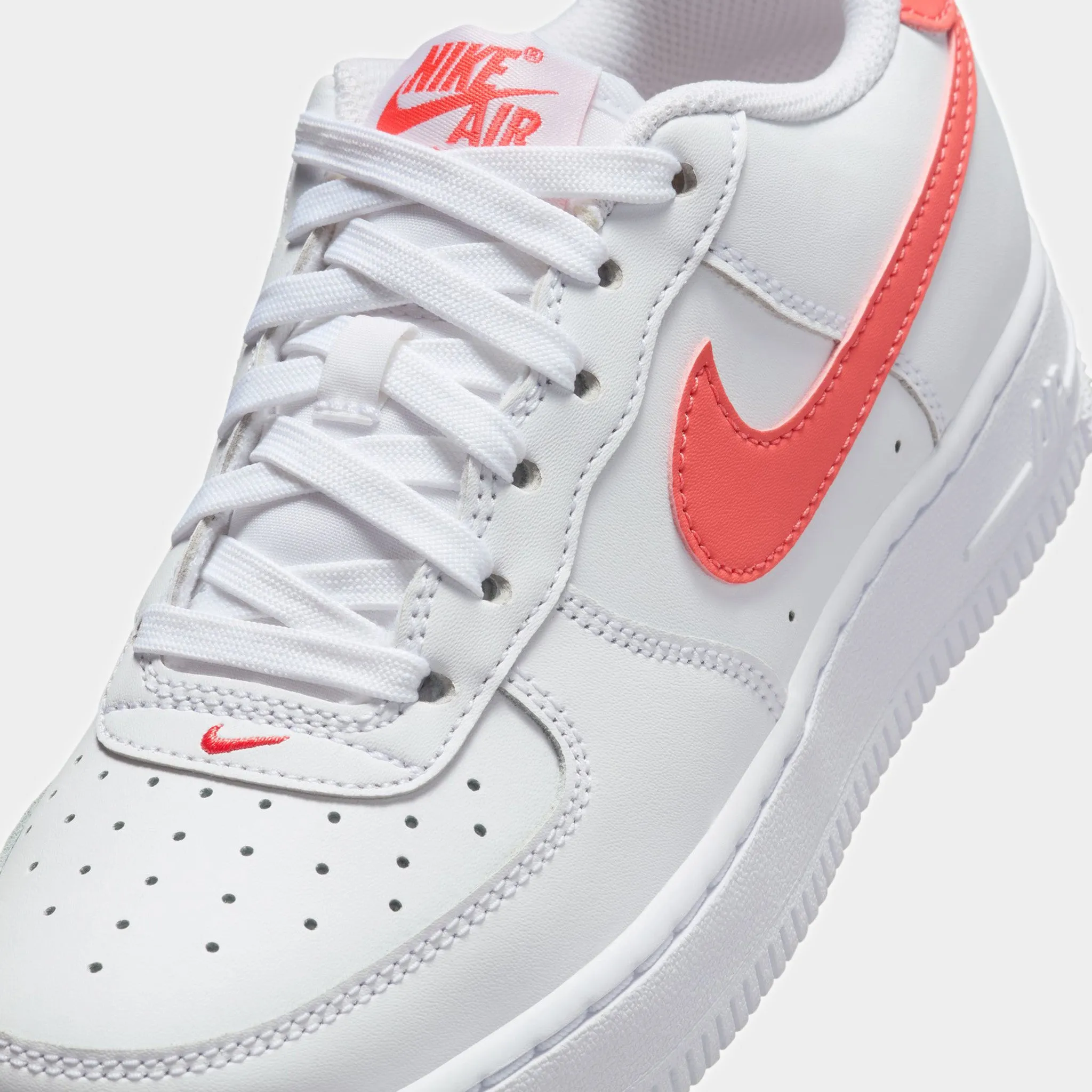 Nike Air Force 1 GS White / Magic Ember Ventilated Mesh Lightweight Support Frame