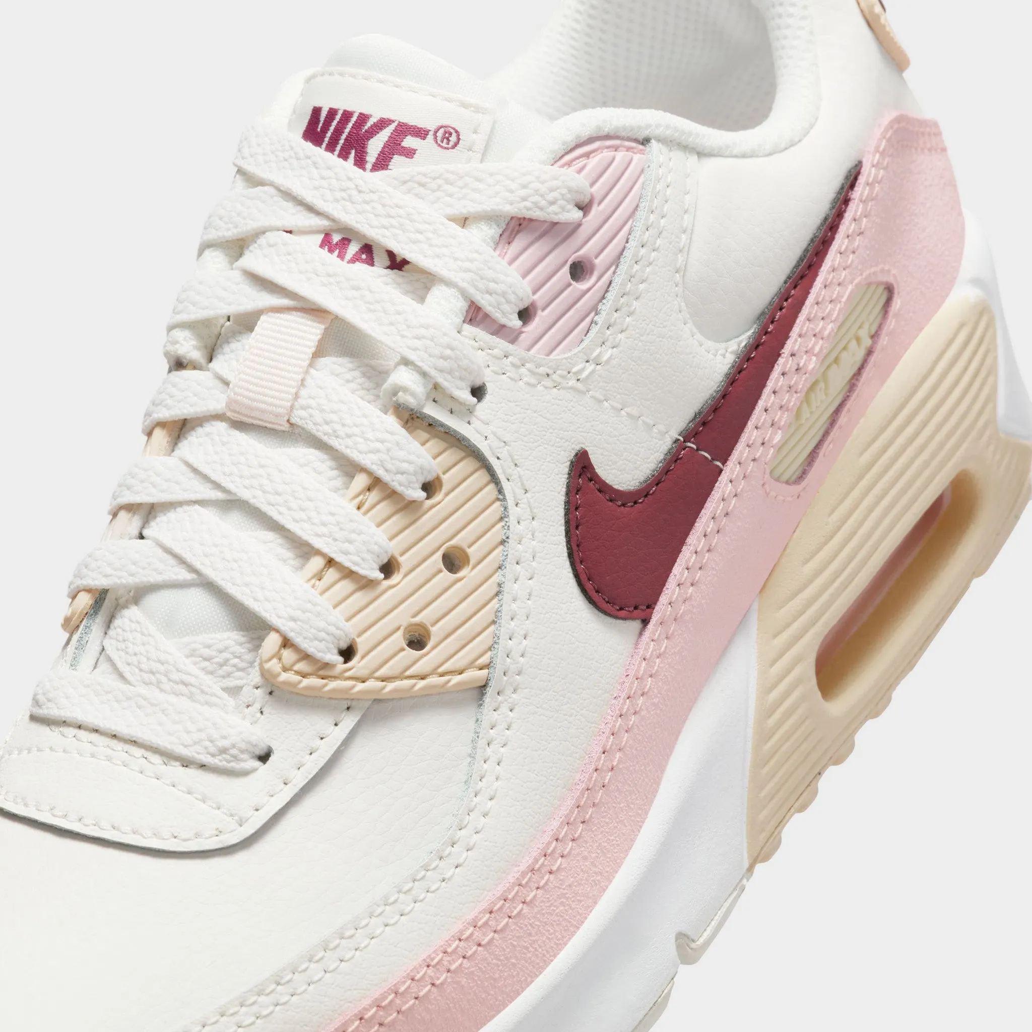 Nike Air Max 90 GS Phantom / Dark Team Red - Echo Pink indoor running shoe features Grass - running