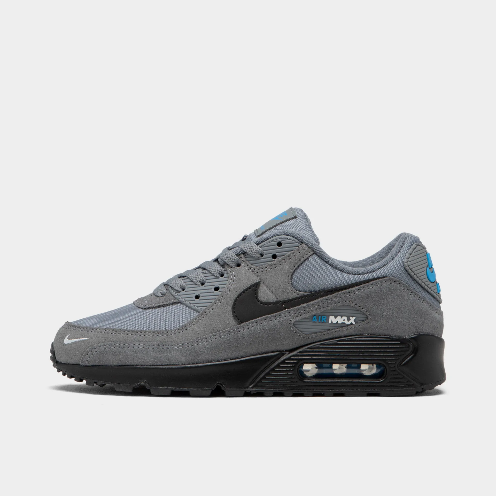 Nike Air Max 90 Smoke Grey / Light Photo Blue - Metallic Silver Mid - foot striker non - slip shoes