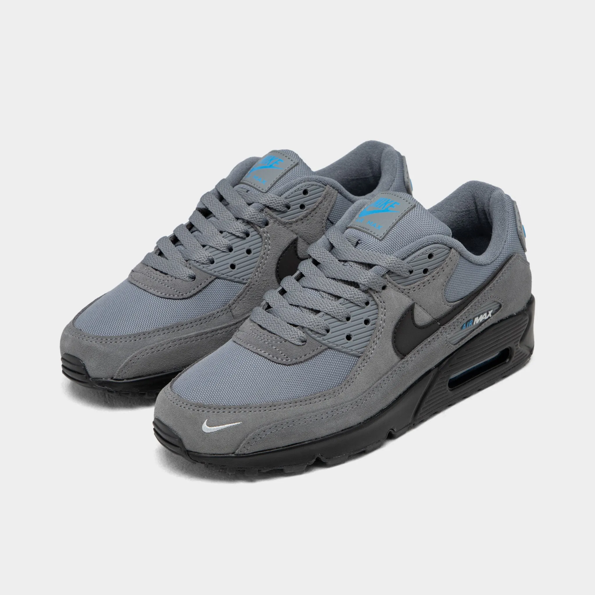 Slip   On mountain running shoe landscape Nike Air Max 90 Smoke Grey / Light Photo Blue - Metallic Silver