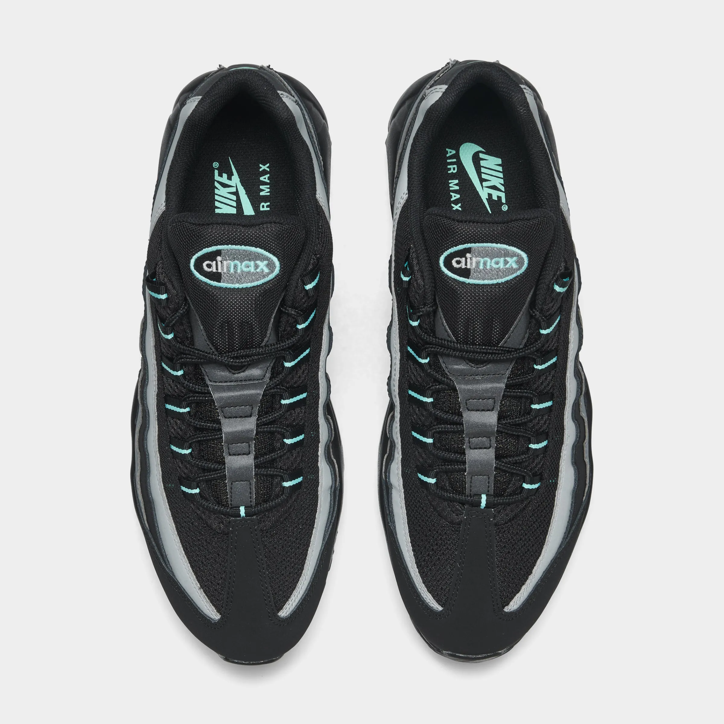 running in an intersection area shoes fitness goals Nike Air Max 95 Black / Aurora Green - Cool Grey