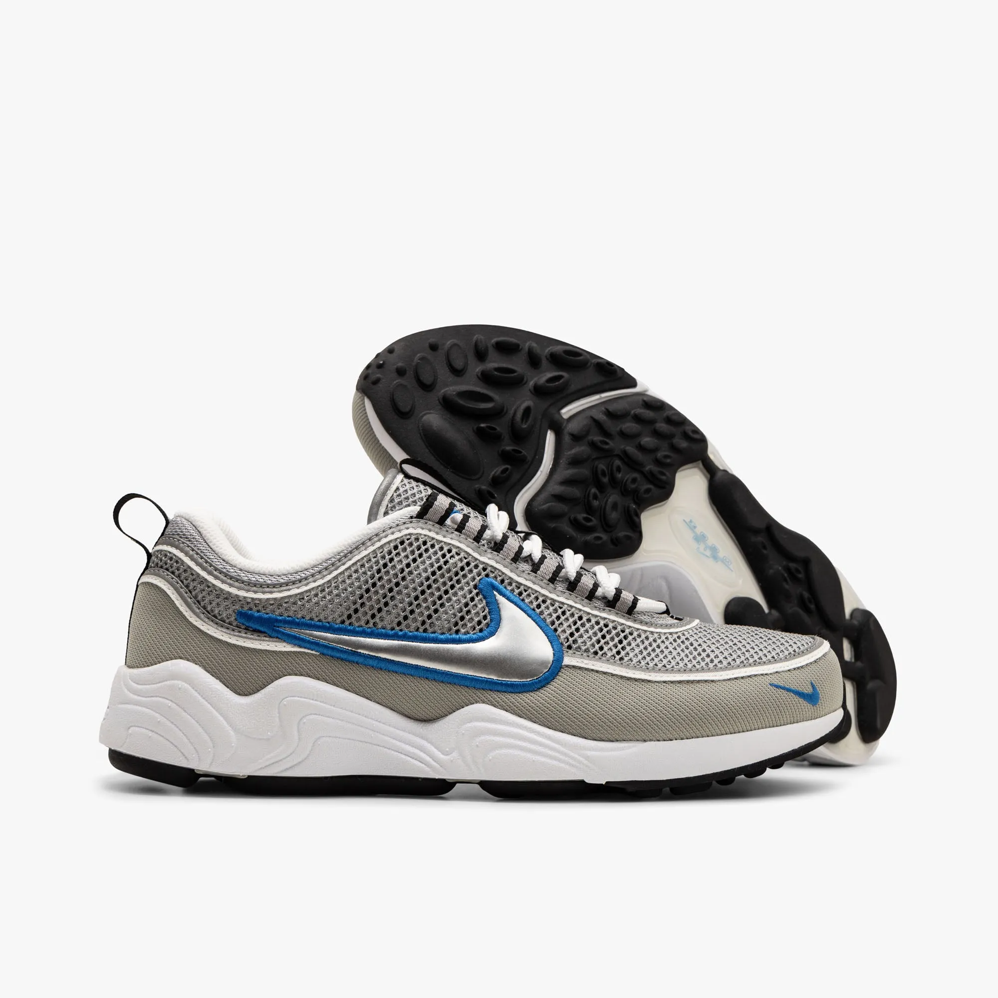 Nike Air Zoom Spiridon SP Metallic Silver / Signal Blue shoe style Block Walk