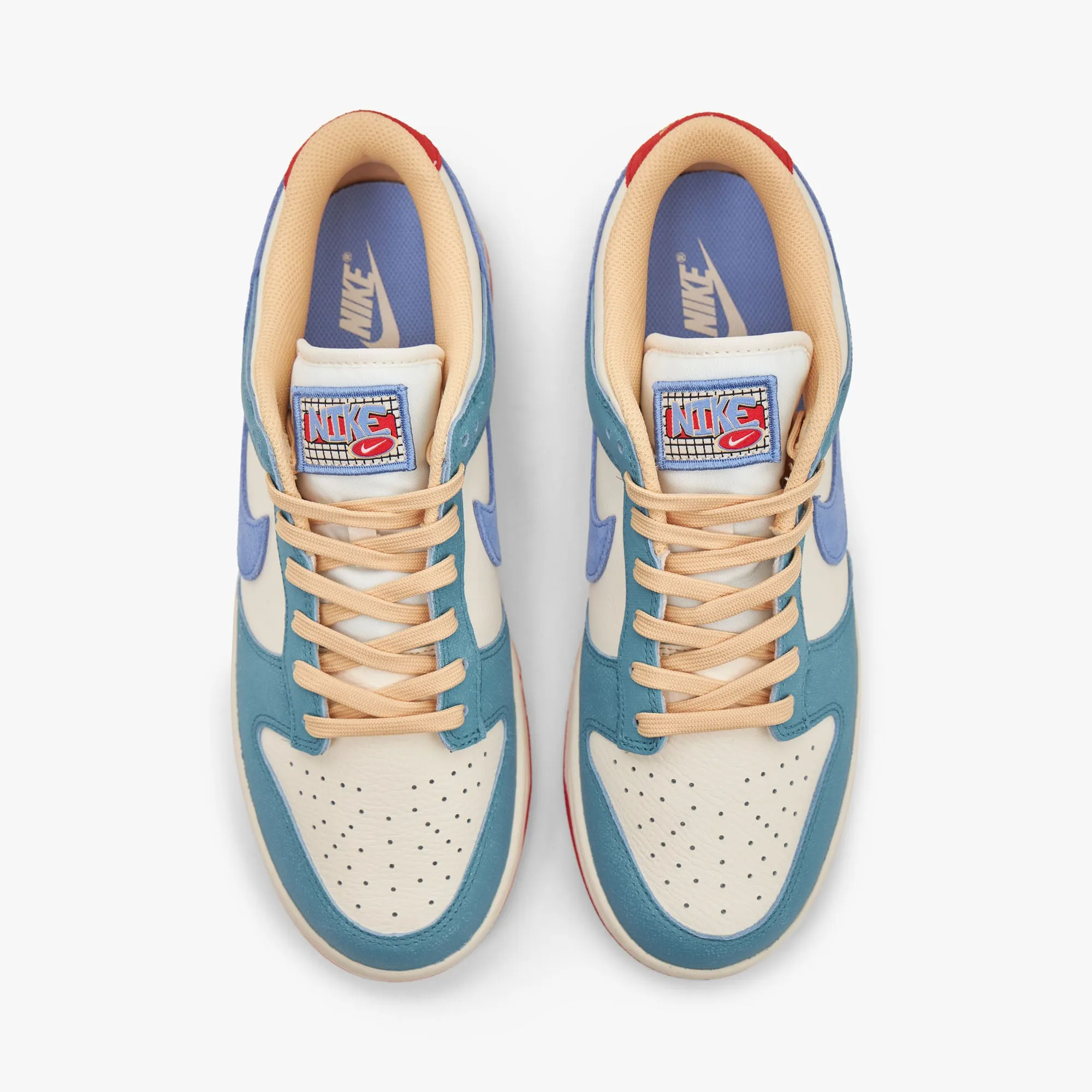 Nike Dunk Low PRM Pale Ivory / Royal Pulse - Denim Turqoise Thermoplastic Heel Cup Hyper Breathable Upper