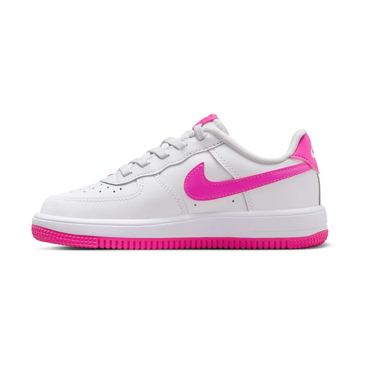 No Squeeze Nike Force 1 Low EasyOn 'White Laser Fuchsia' Little Kids' Shoes