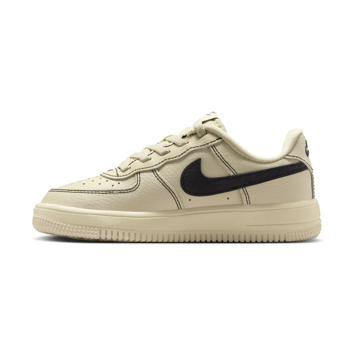 Nike Force 1 Low LV8 EasyOn 'Light Khaki & Black' Little Kids' Shoes Bright Accents