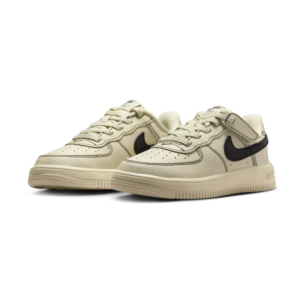 Nike Force 1 Low LV8 EasyOn 'Light Khaki & Black' Little Kids' Shoes Midday Step Relaxed Look
