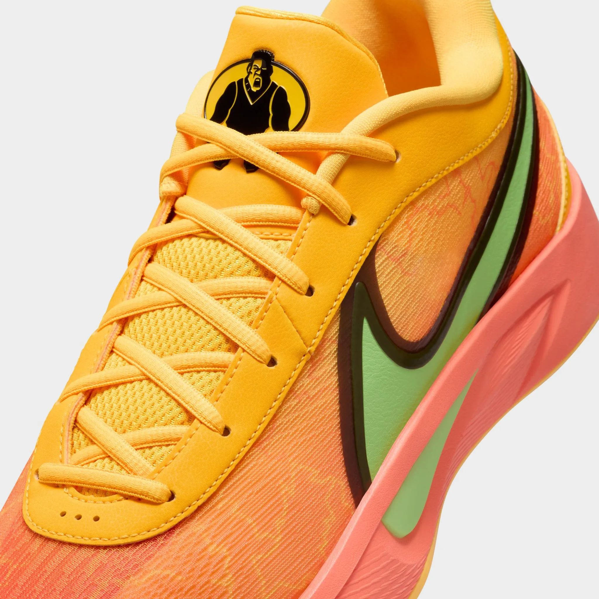 Breathable Construction Quick Dry Liner Material Nike Giannis Freak 6 Light Wild Mango / Action Green - Black
