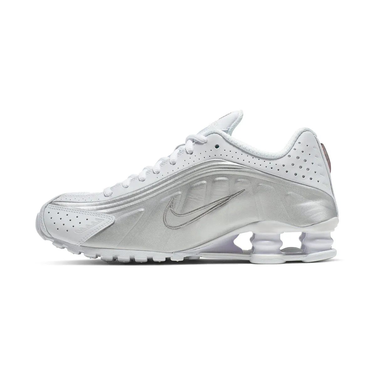 Quiet Footprint Nike Shox R4 'White Metallic Silver' Women's Shoes
