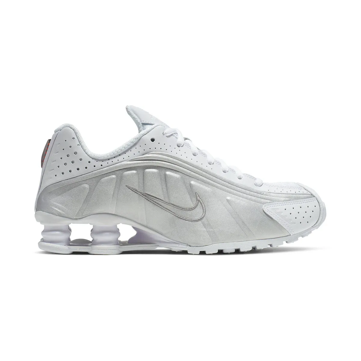 shock - absorbing footwear fitness sneakers Nike Shox R4 'White Metallic Silver' Women's Shoes