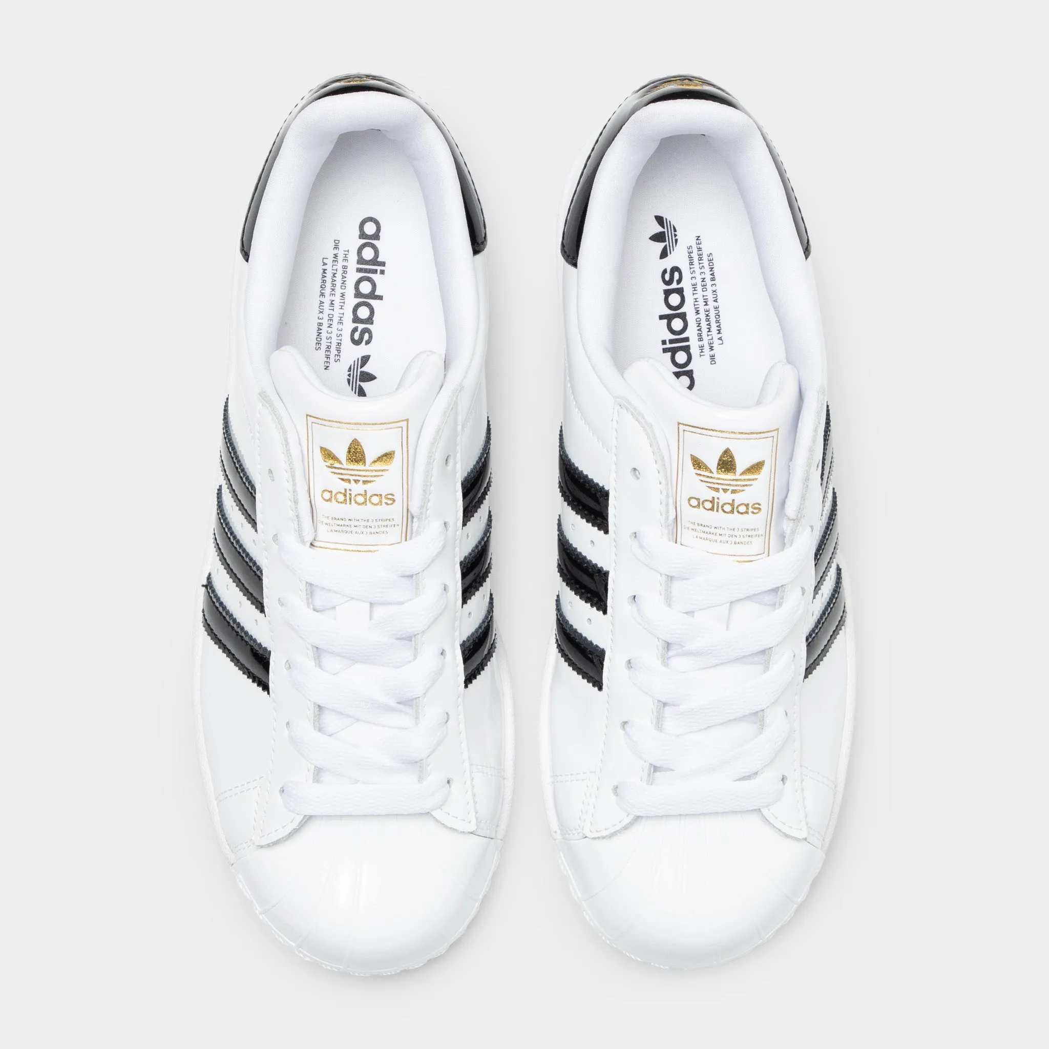 adidas Women's Superstar II White / Core Black - Gold Metallic Casual Design Orthotic Ready Insole
