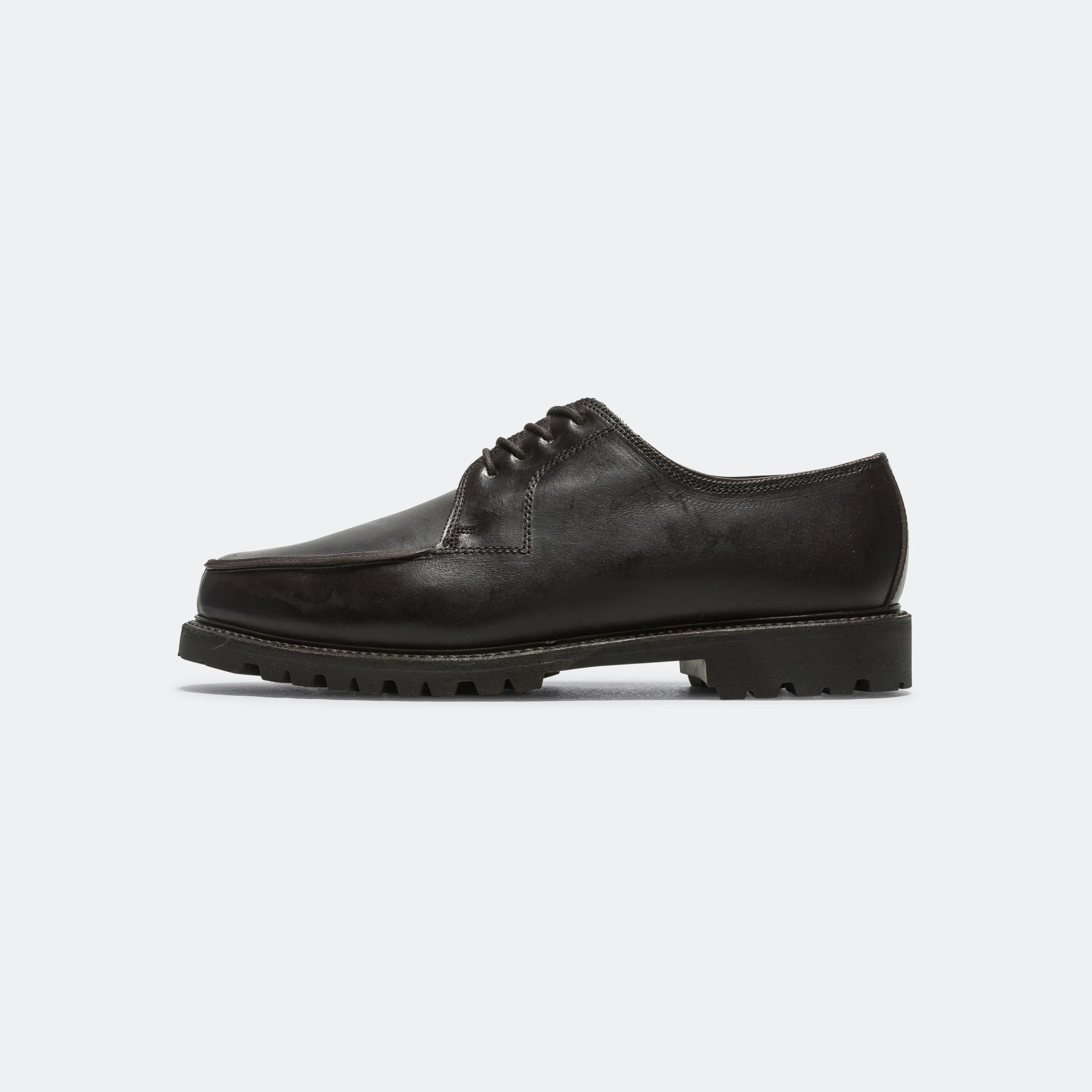Comfort Tongue Lace Up Shoes - Mocca Leather