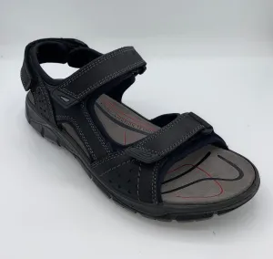 Comfortable ankle support Easygoing Fit IMAC Italian Leather Velcro Sandals Black/Grey - 196269 3400/018