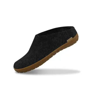 Lace Up Style Anti Slip Sole Glerups Slipper: Slip On, Charcoal - Honey Rubber Sole - BR-02-00