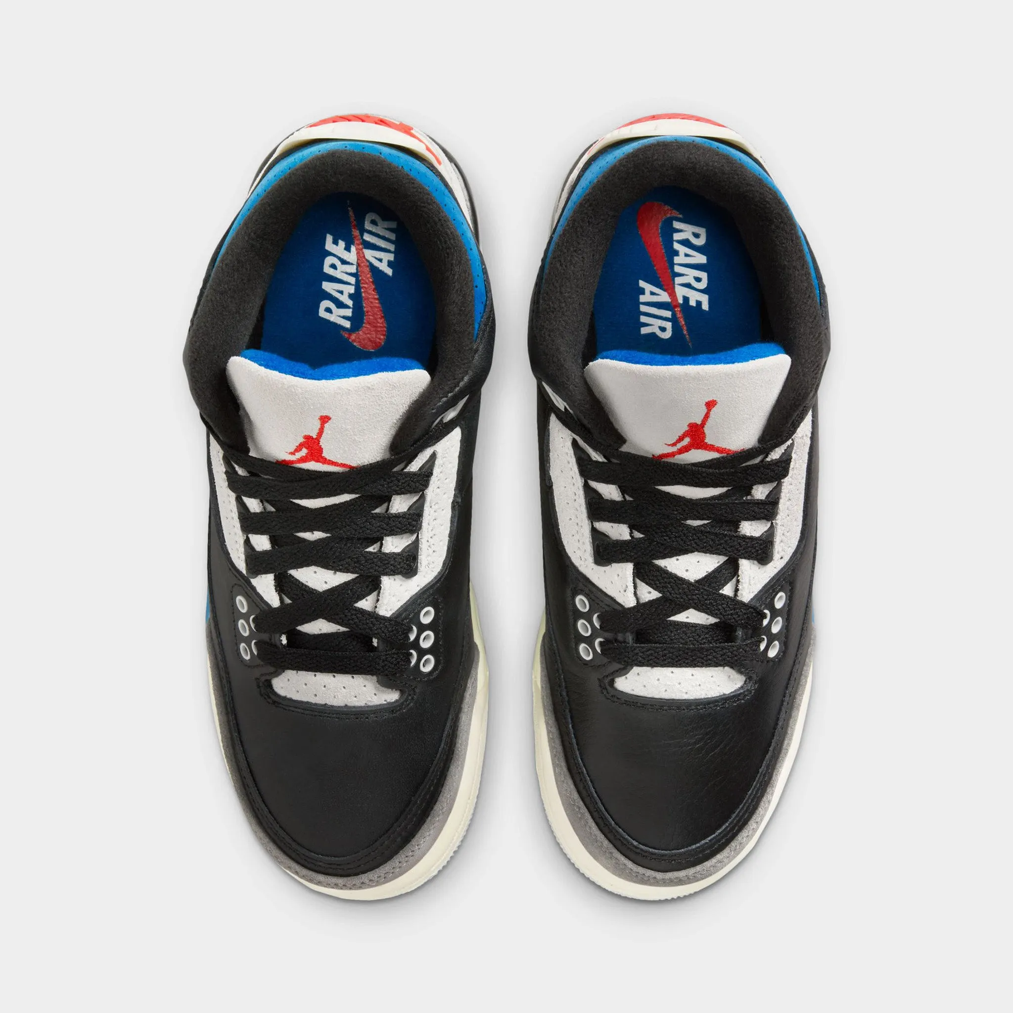Jordan 3 Retro OG GS Black / Chile Red - Neutral Grey Knit Ankle Support Vulcanized Construction
