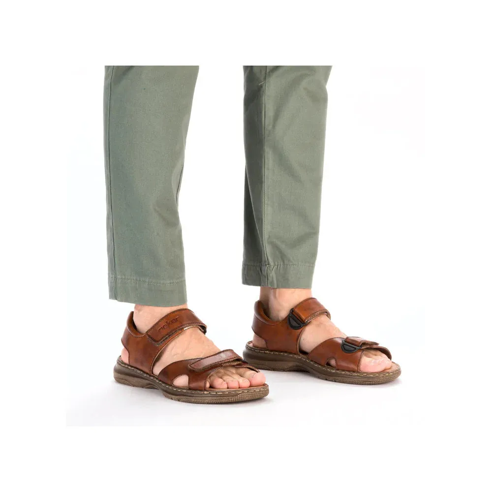 Rieker Sandal Brown - 21461-24 Zip Up Design